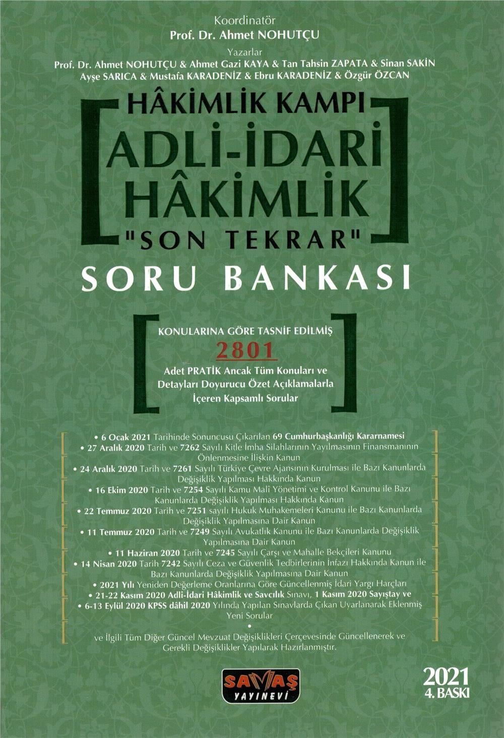 Adli-İdari Hakimlik & Son Tekrar& Soru Bankası