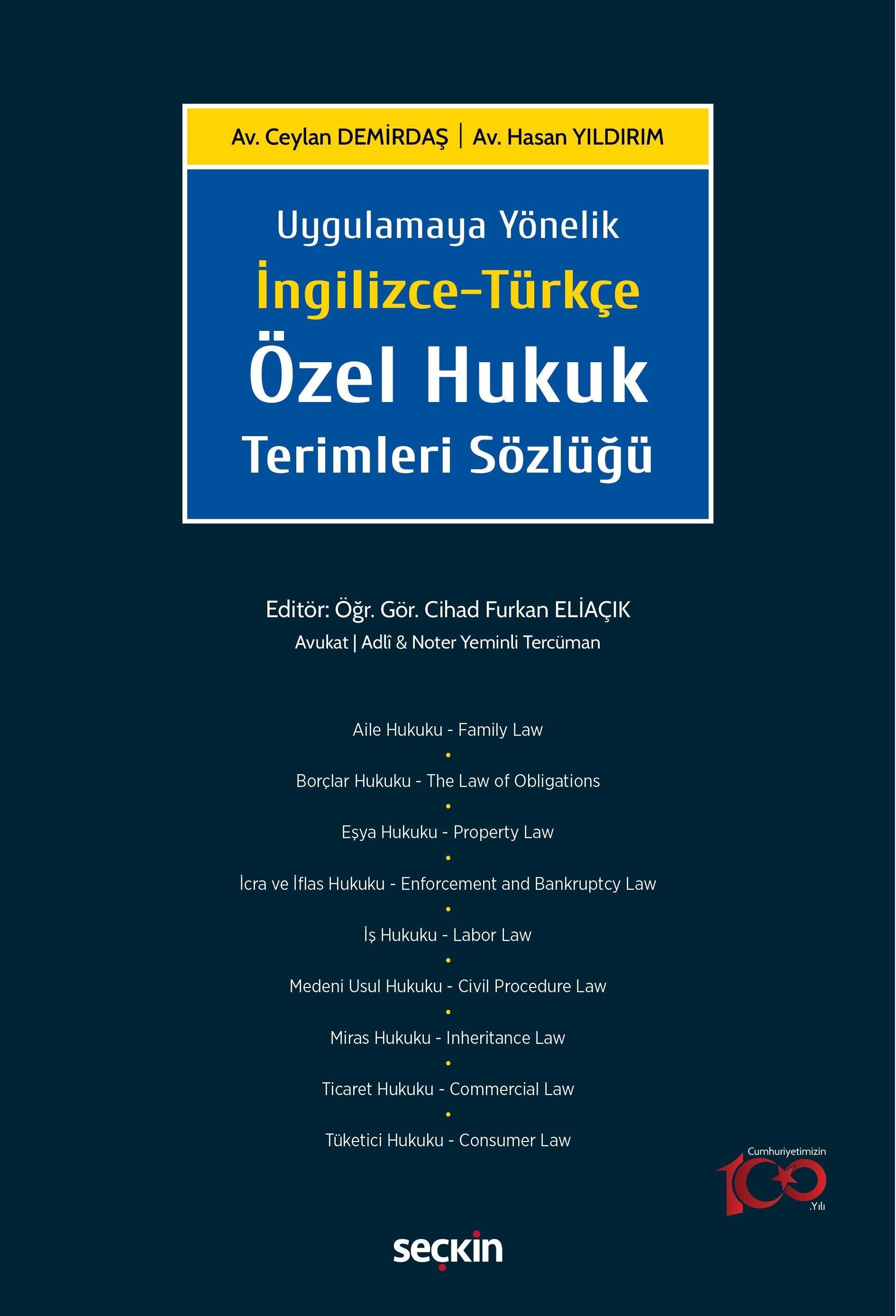 İngilizce–TürkçeÖzel Hukuk Terimleri Sözlüğü