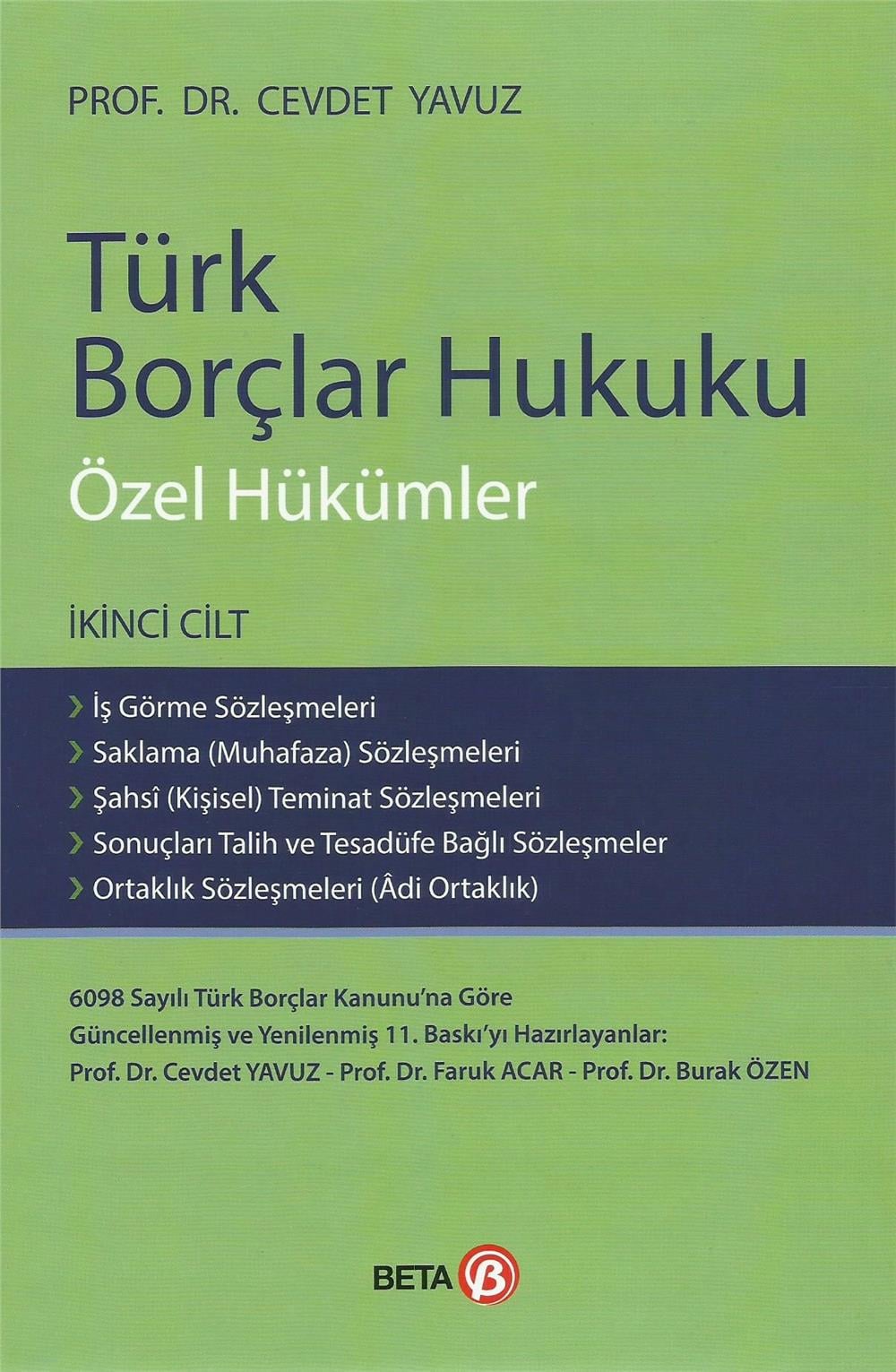 Türk Borçlar Hukuku Özel Hükümler