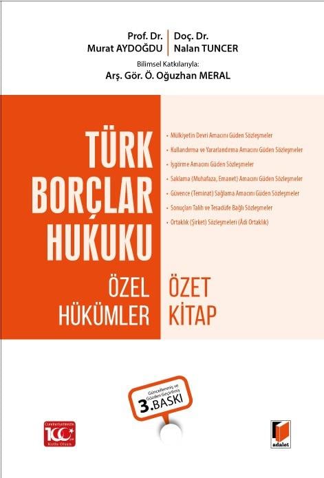 (Ön Sipariş) Türk Borçlar Hukuku Özel Hükümler Özet Kitap