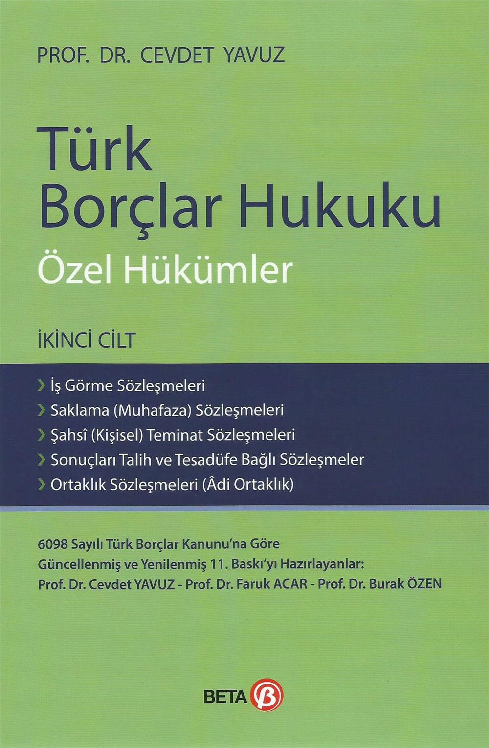 Türk Borçlar Hukuku Özel Hükümler