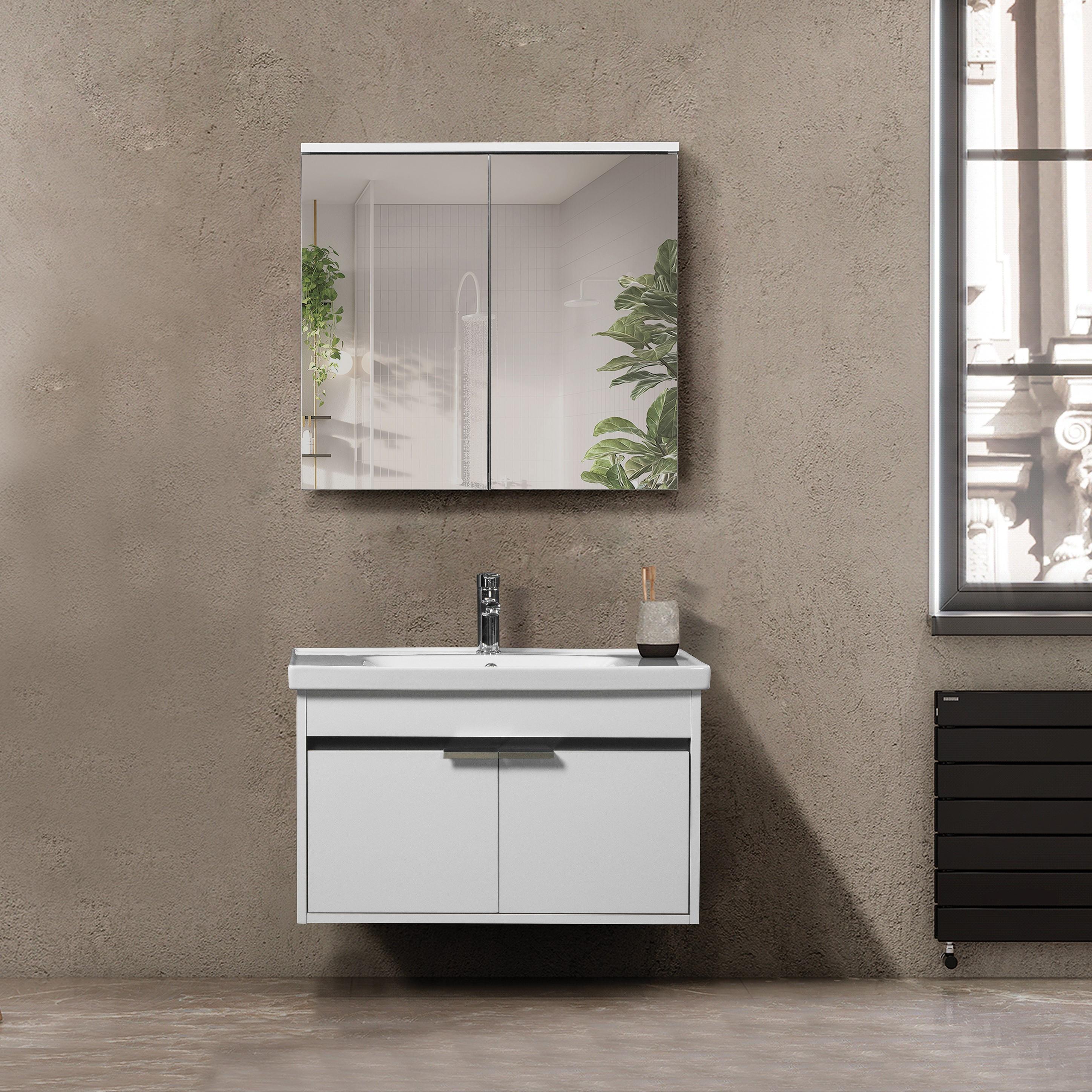 Bagnora Mare 80 cm MDF Beyaz Banyo Dolabı Takımı