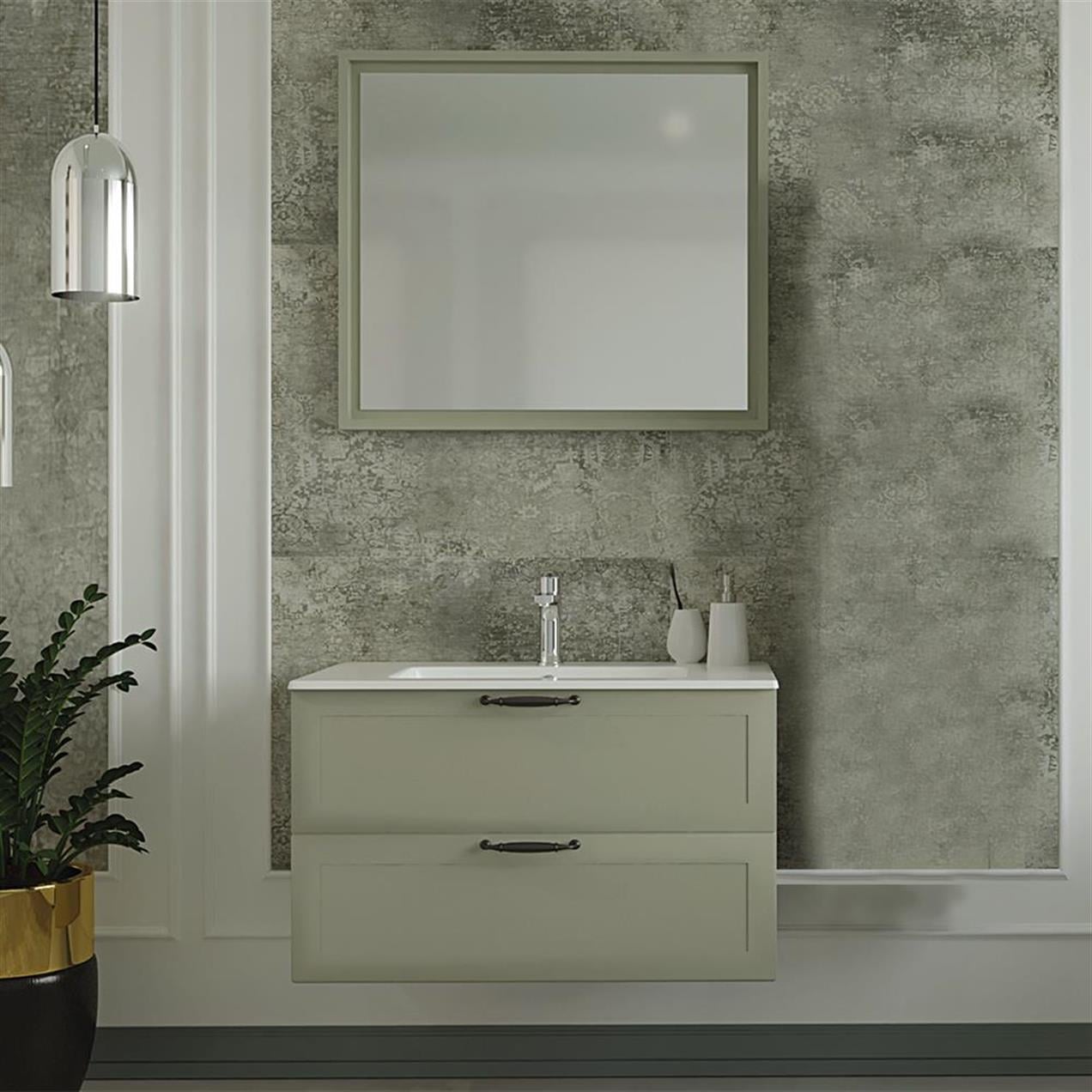 Denko Beyoğlu 85 cm MDF Gri Banyo Dolabı Takımı