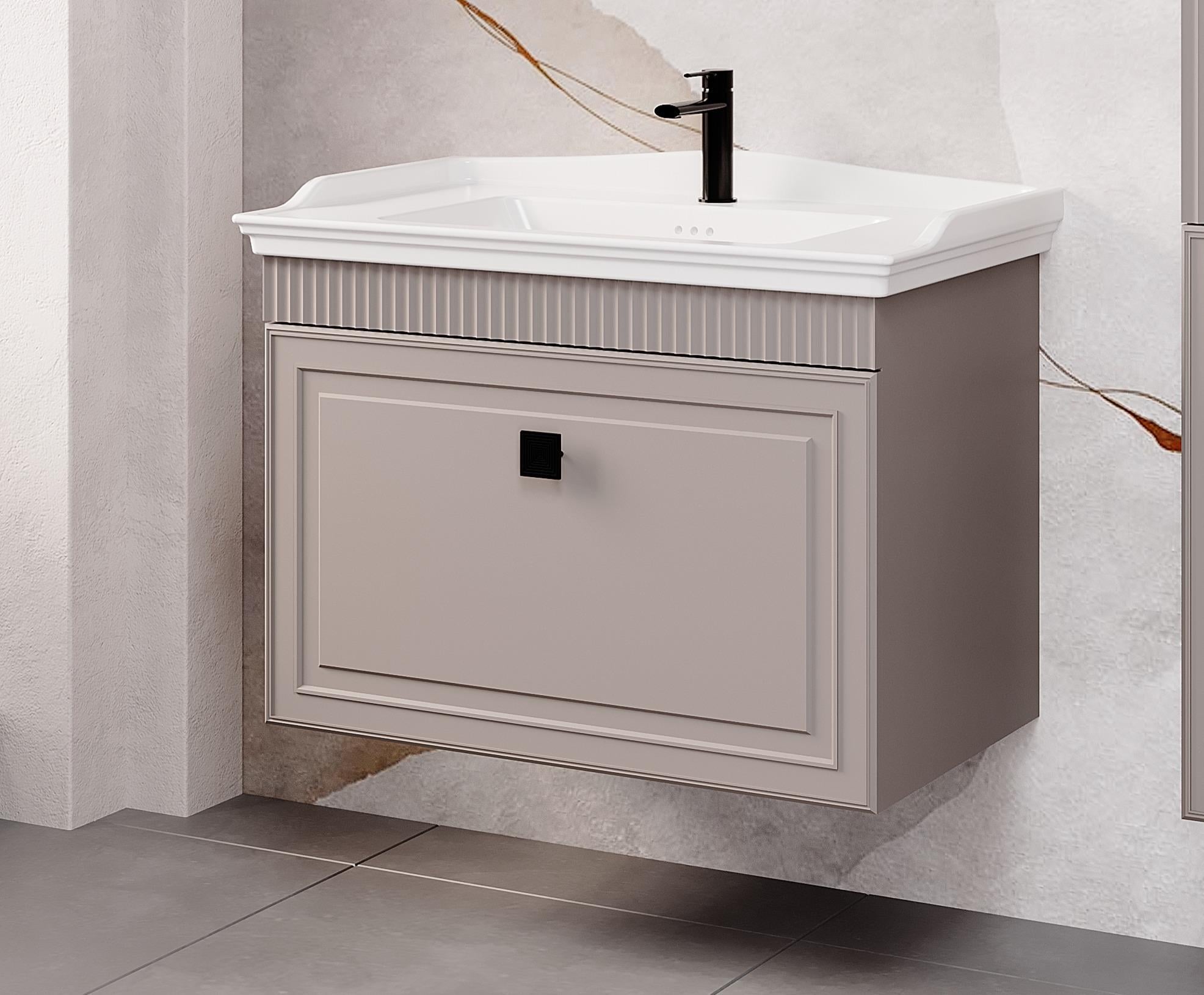 Denko Hana 80 cm (Bej) Banyo Dolabı (Alt Modül Lavabo)