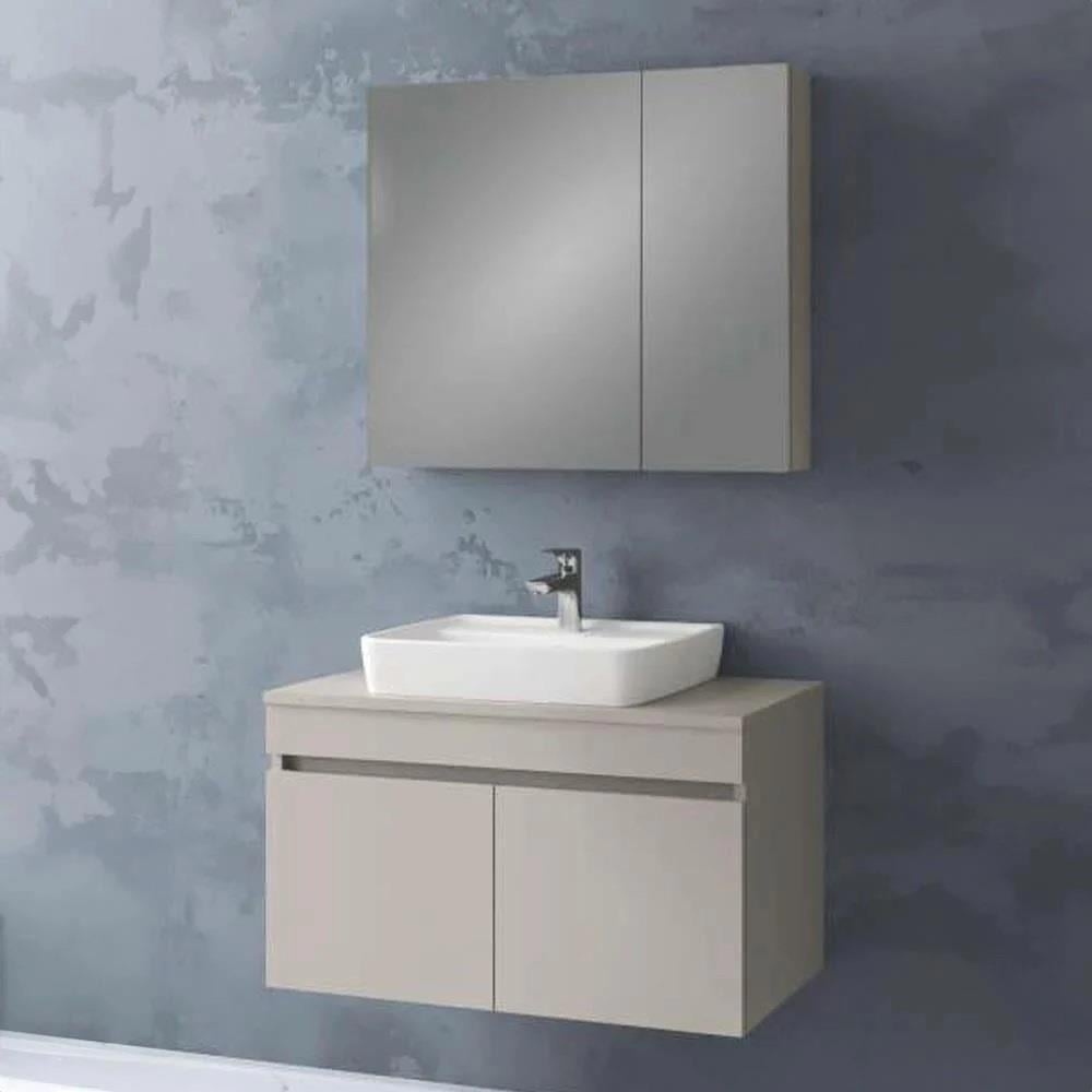 Denko Hazar 80 cm MDF Kül Gri Banyo Dolabı Takımı