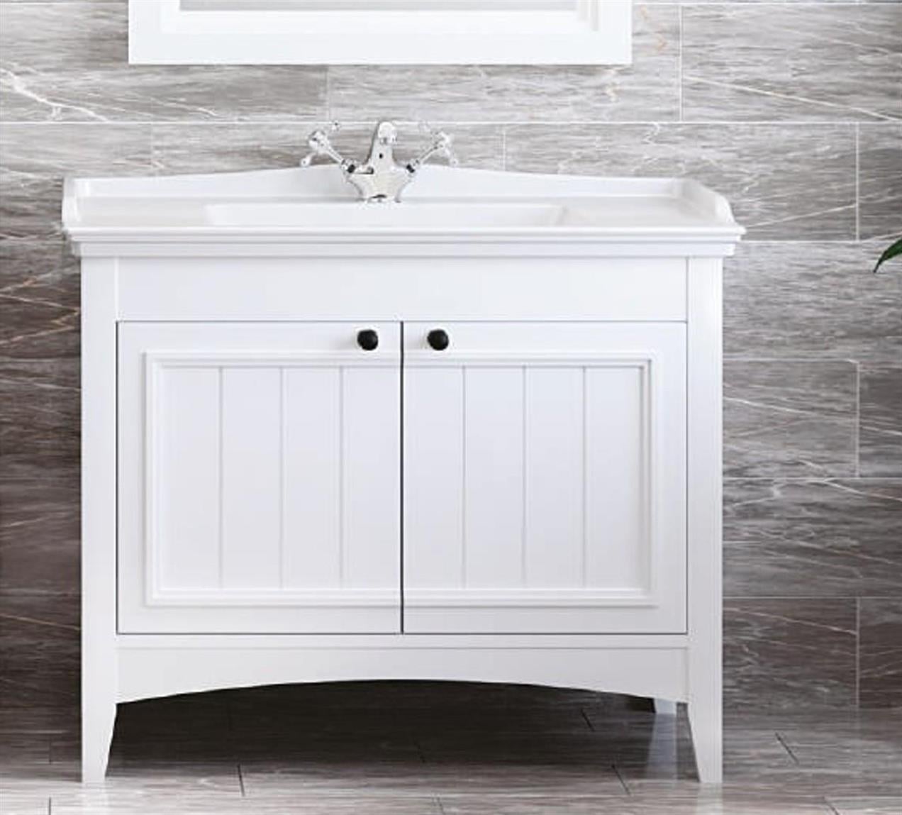 Denko Helena 100 cm MDF Beyaz Banyo Dolabı Alt Modül ve Lavabo
