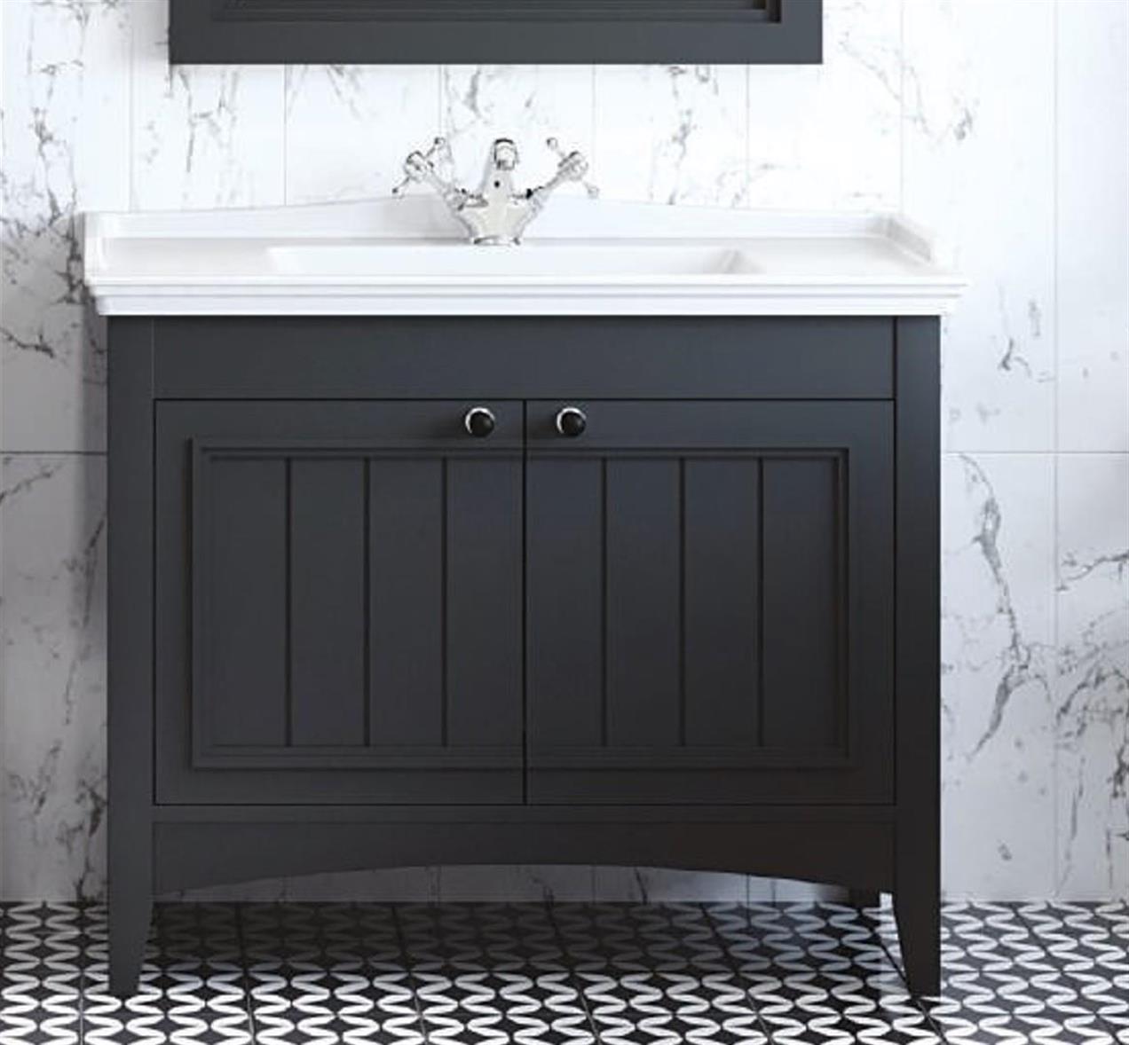 Denko Helena 100 cm MDF Füme Banyo Dolabı Alt Modül ve Lavabo