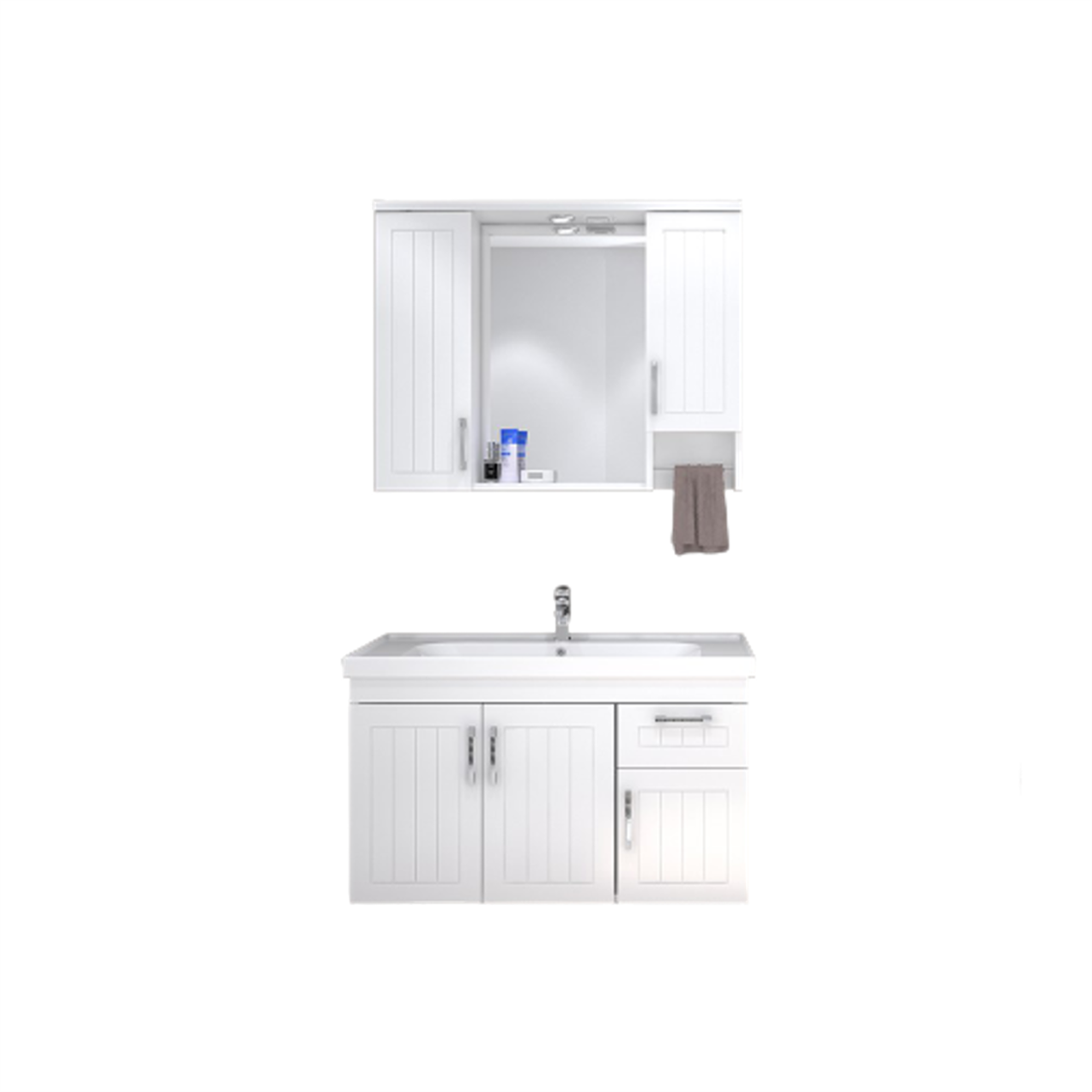 DENKO Lotus 100 cm MDF Lake Banyo Dolabı Takımı