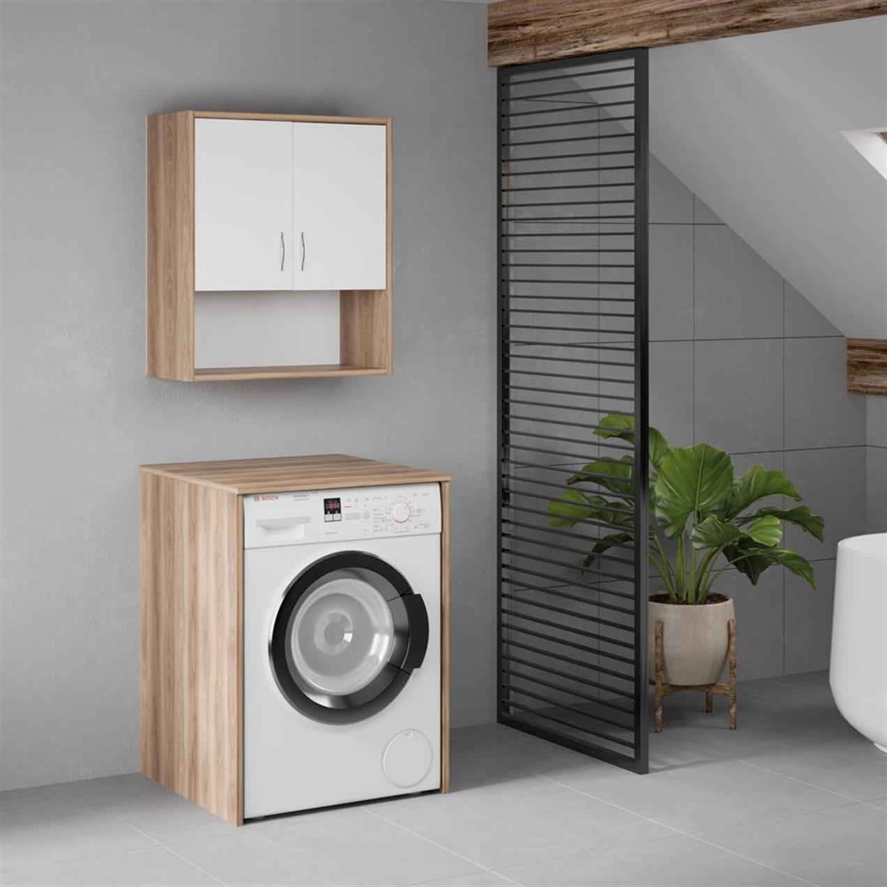Denko Marmara 65 cm MDF Çamaşır Makinesi Banyo Dolabı Takımı