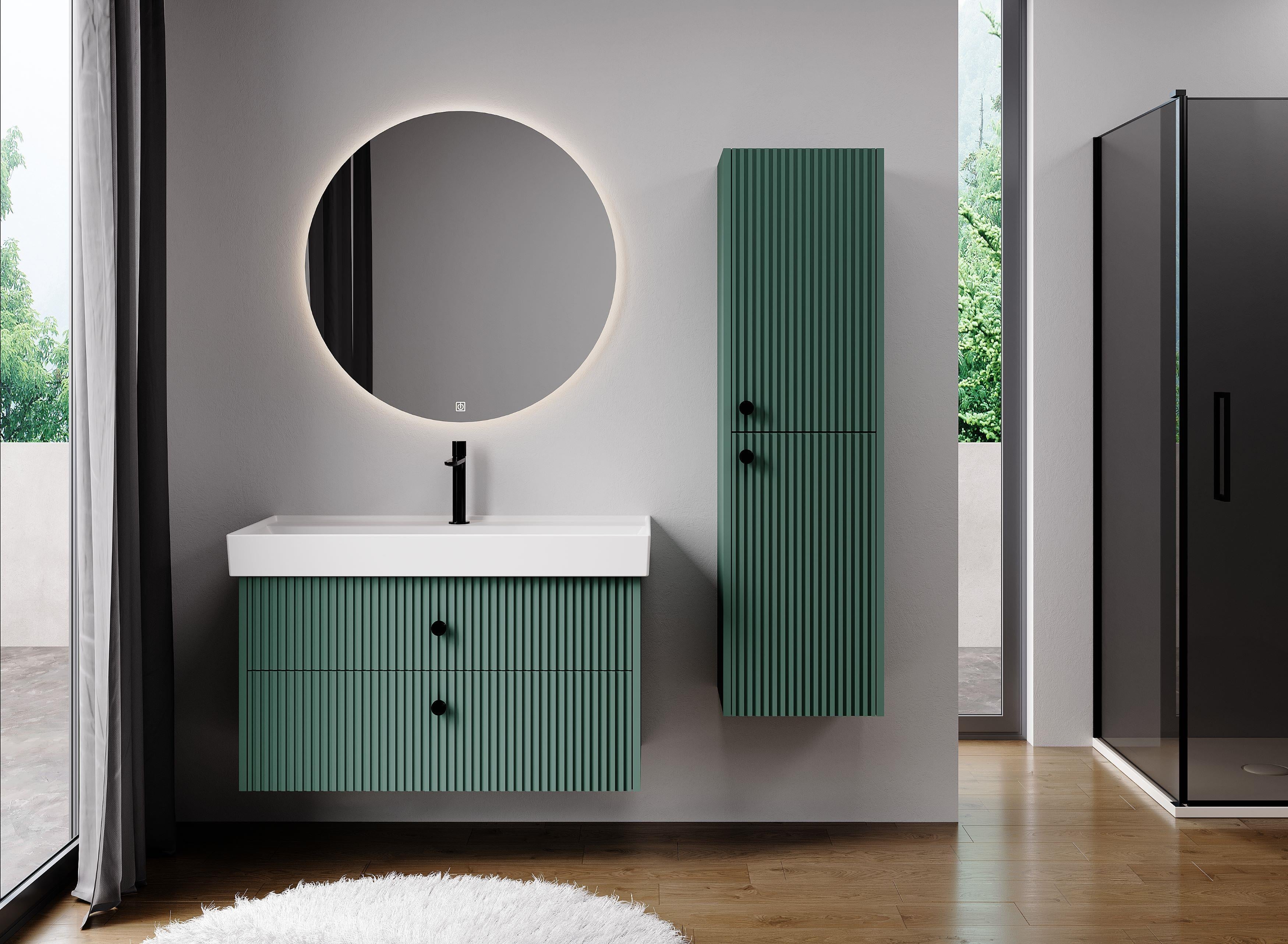 Denko Marsilya 100 cm (Beyoğlu Yeşil) Banyo Dolabı Takımı ve Boy Dolabı