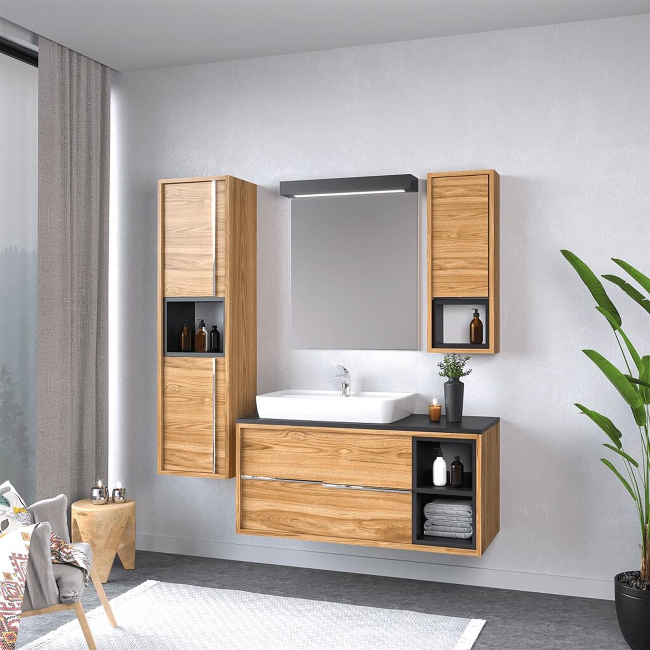 Denko Matia 100 cm MDF Banyo Dolabı Takım ve Boy Dolabı