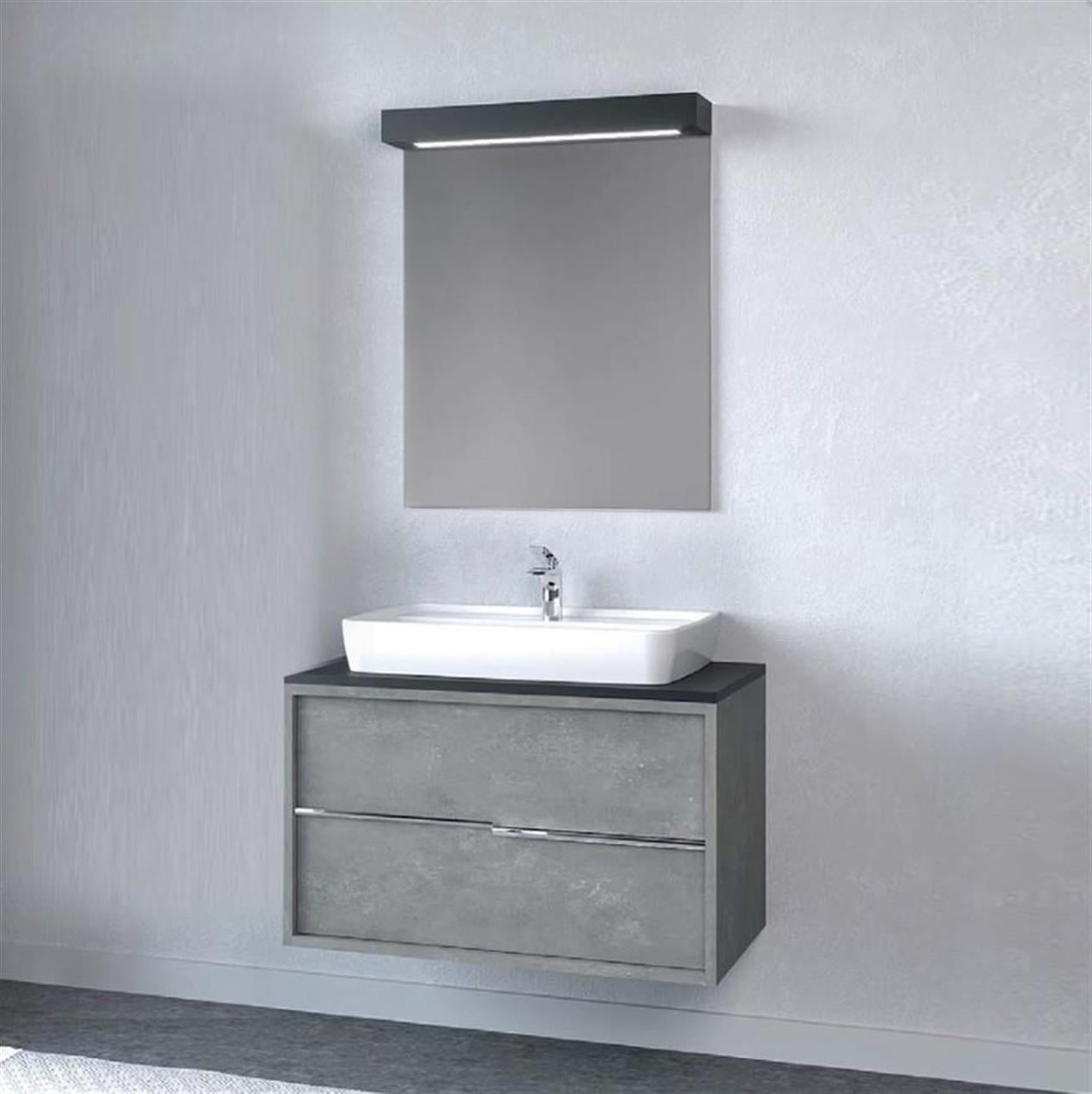 Denko Matia 80 cm MDF Retro Gümüş Banyo Dolabı Takımı