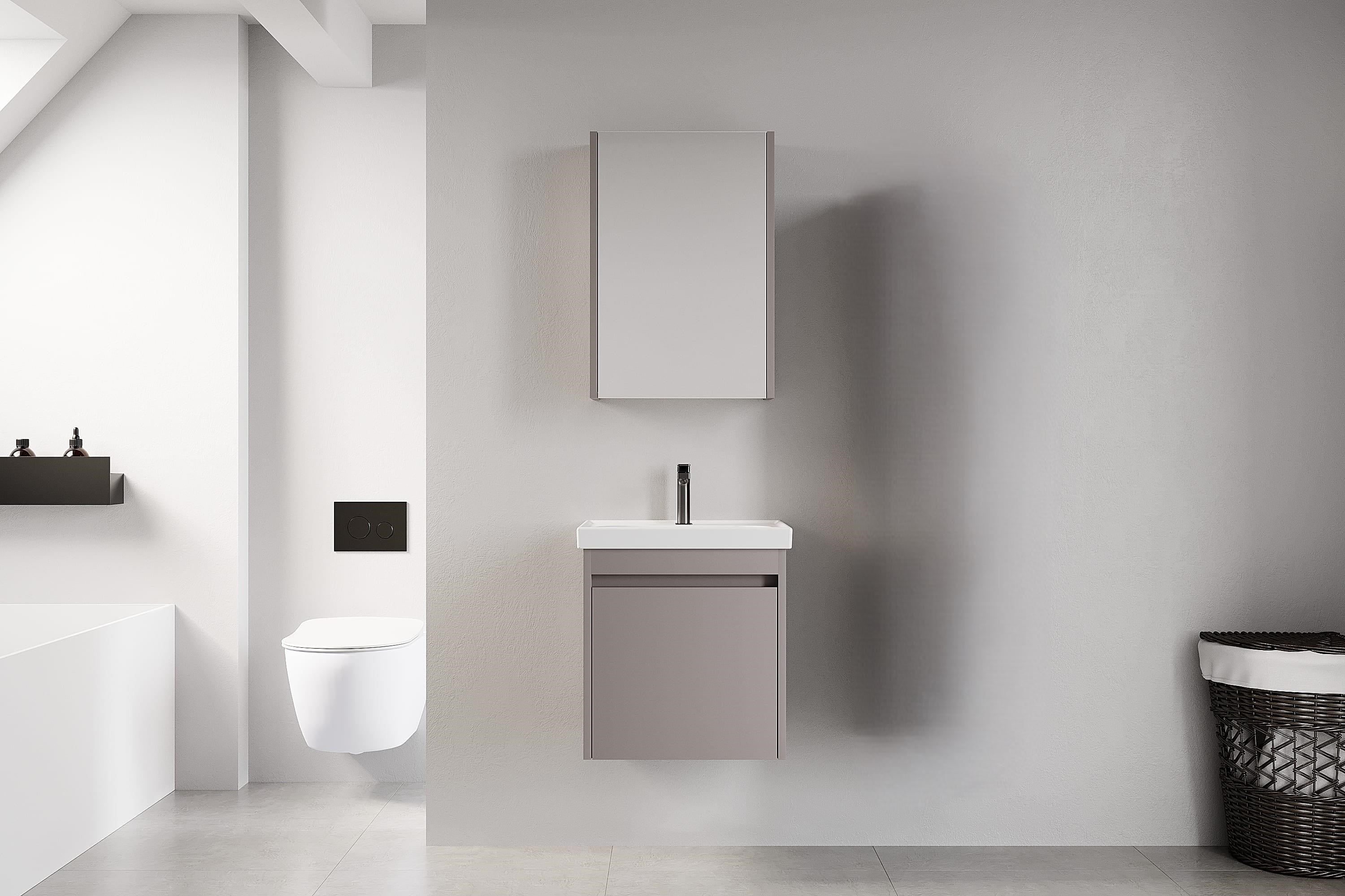 Denko Milano 50 cm MDF Kül Gri Banyo Dolabı Takımı