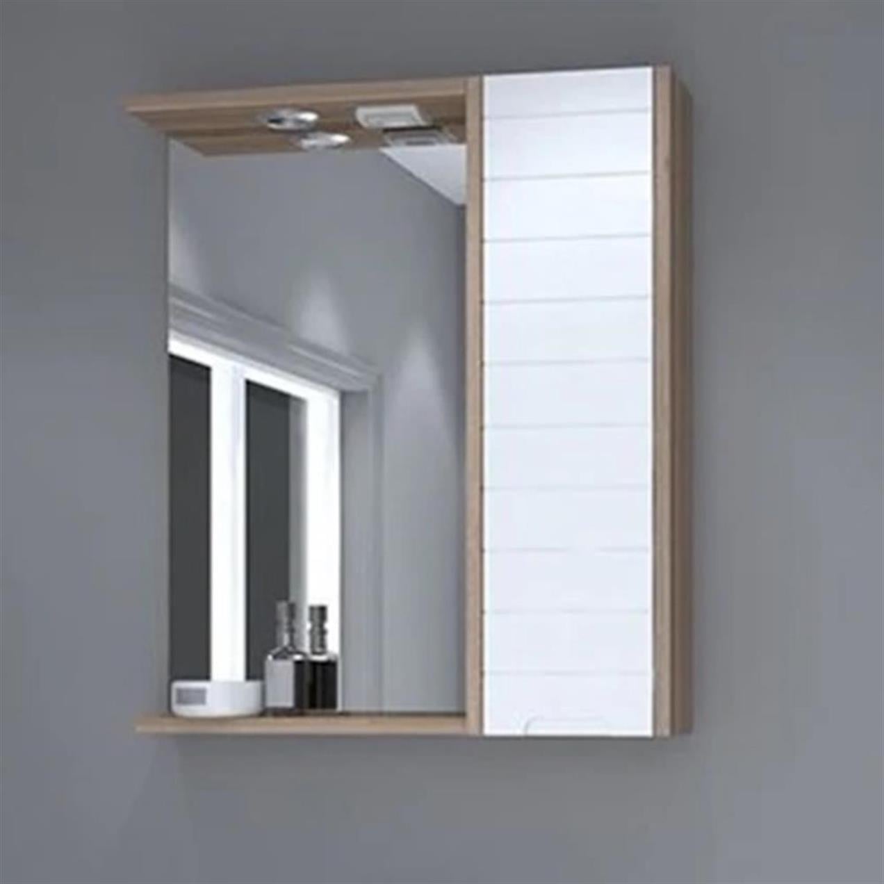 Denko Mostar 70 cm MDF Beyaz Banyo Dolabı Takımı Aynalı Üst Modülü