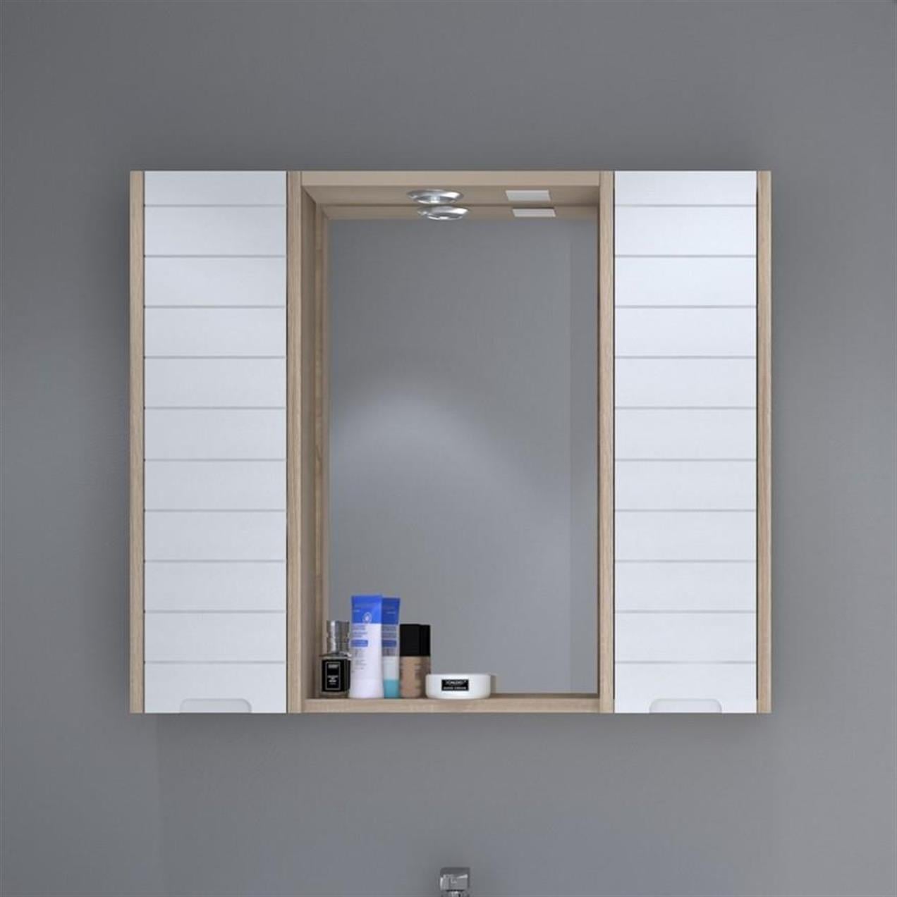Denko Mostar 90 cm MDF Lake Aynalı Banyo Dolabı Üst Modül