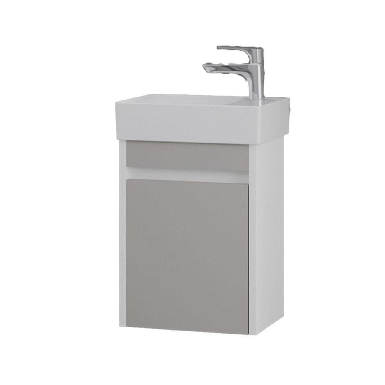 Denko Natalia 40 cm MDF Kül Gri Banyo Dolabı Alt Modül ve Seramik Lavabo