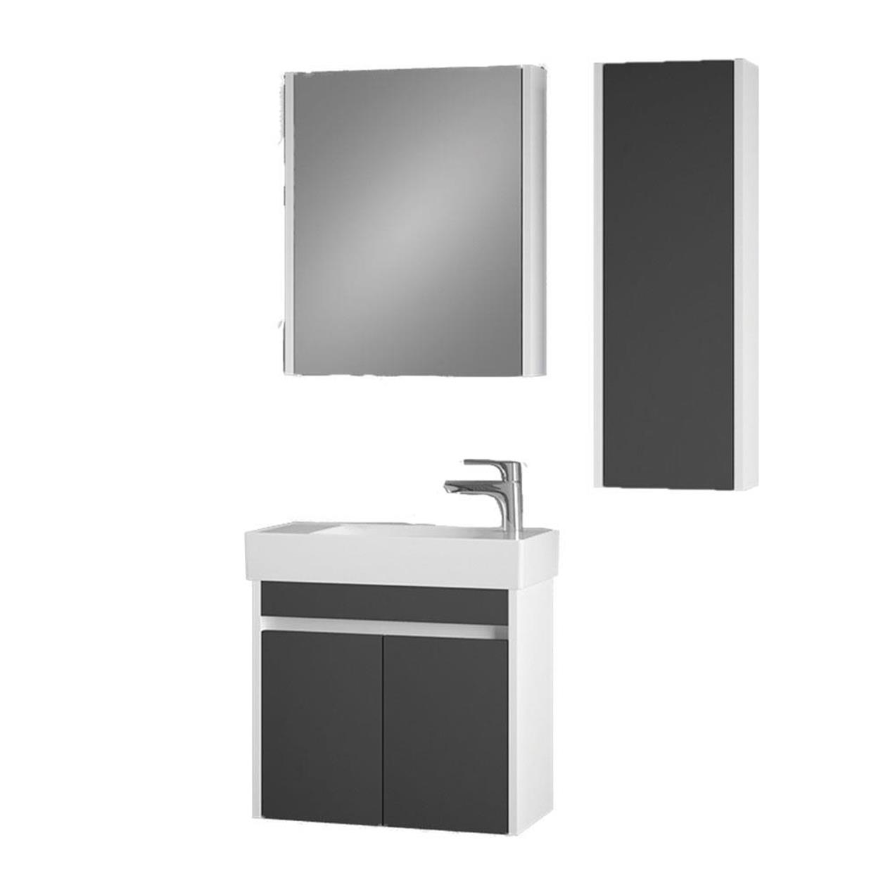 Denko Natalia 60 cm MDF Antrasit Gri Banyo Dolabı Takımı ve Boy Dolabı