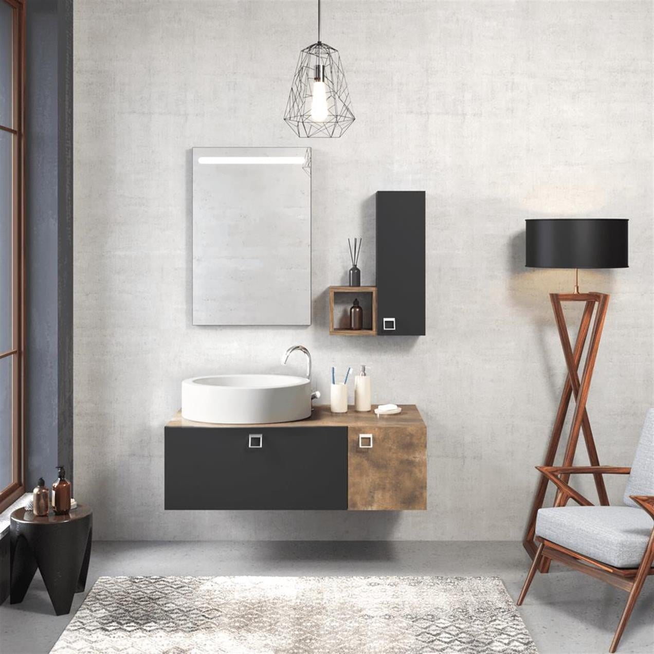 Denko Oris 100cm MDF Patara Bronz Banyo Dolabı Takımı