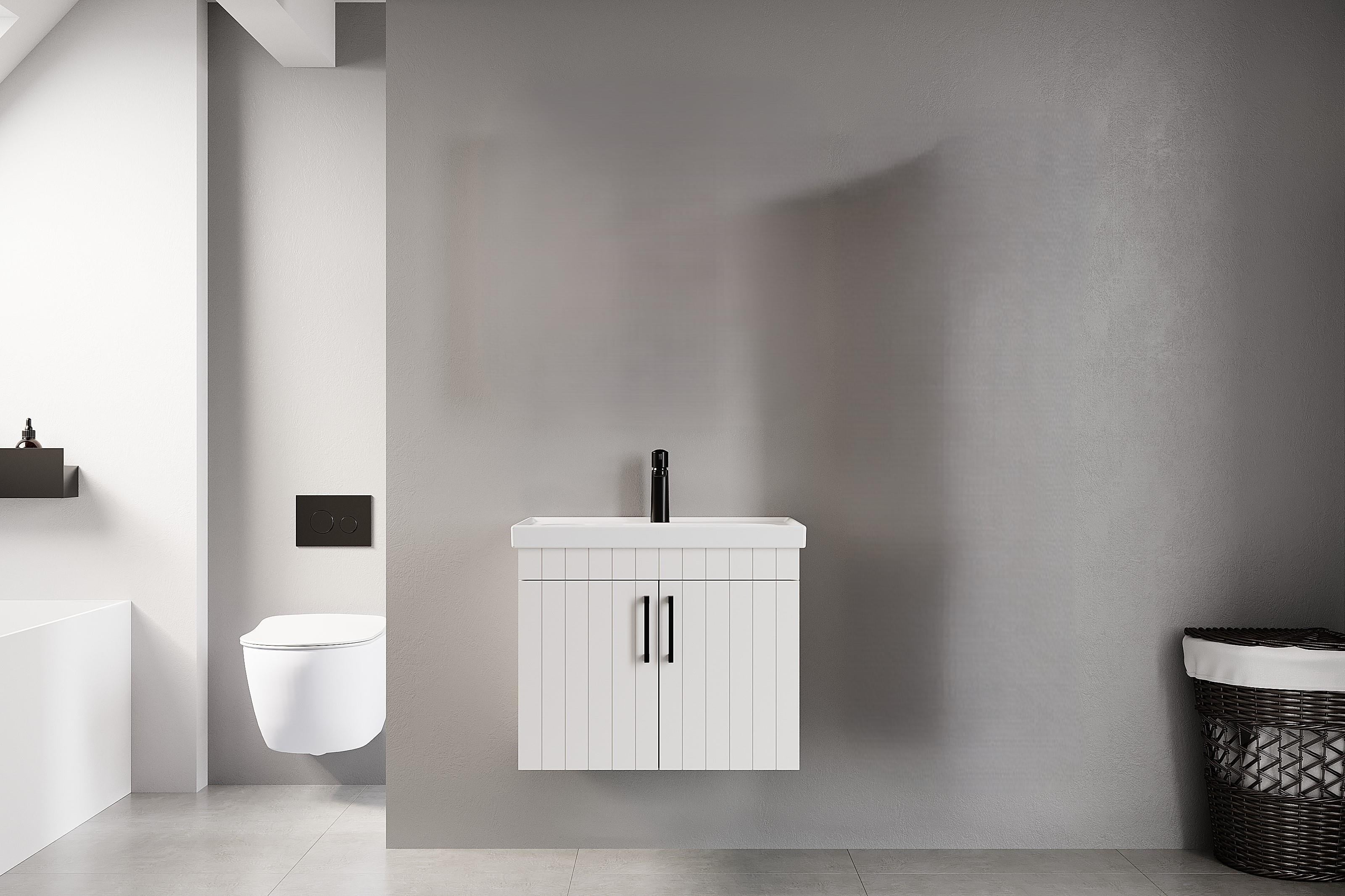 Denko Paris 65 cm Beyaz Banyo Dolabı (Alt Modül Lavabo)