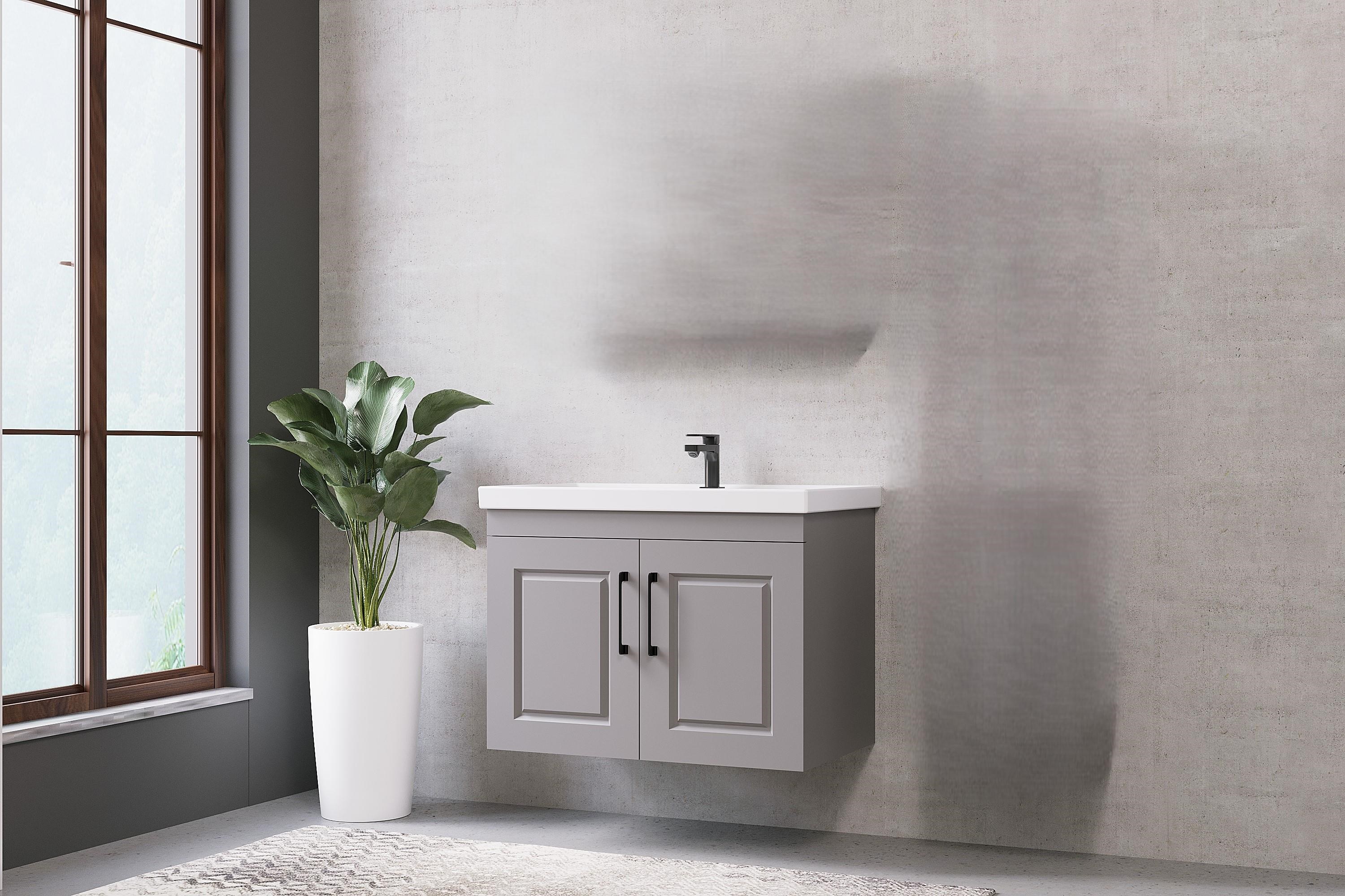Denko Royal 80 cm Kül Gri Banyo Dolabı (Alt Modül Lavabo)