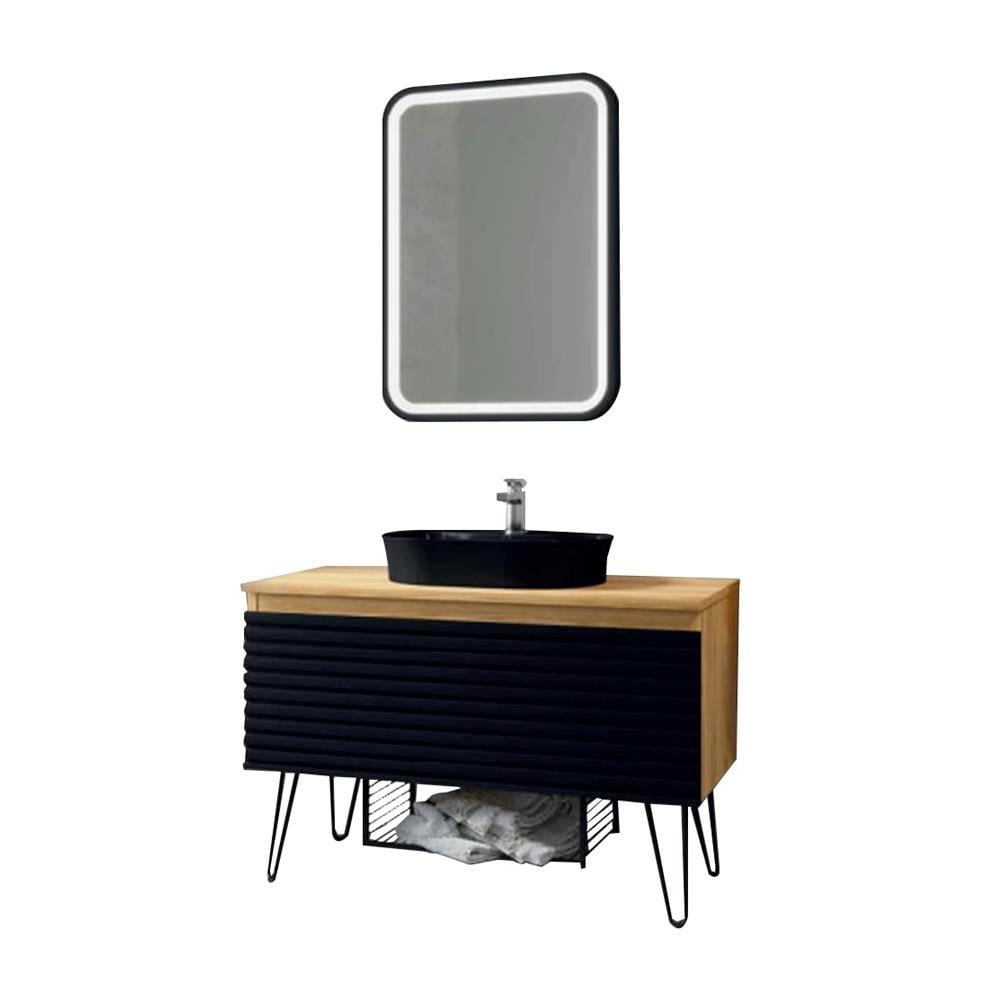 Denko Taylan 100 cm MDF Siyah Banyo Dolabı Takımı