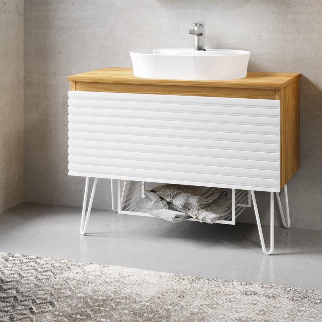 Denko Taylan 85 cm MDF Beyaz Banyo Dolabı Alt Modül ve Lavabo