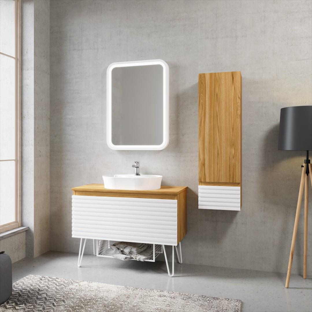 Denko Taylan 85 cm MDF Beyaz Banyo Dolabı Takımı ve Boy Dolabı