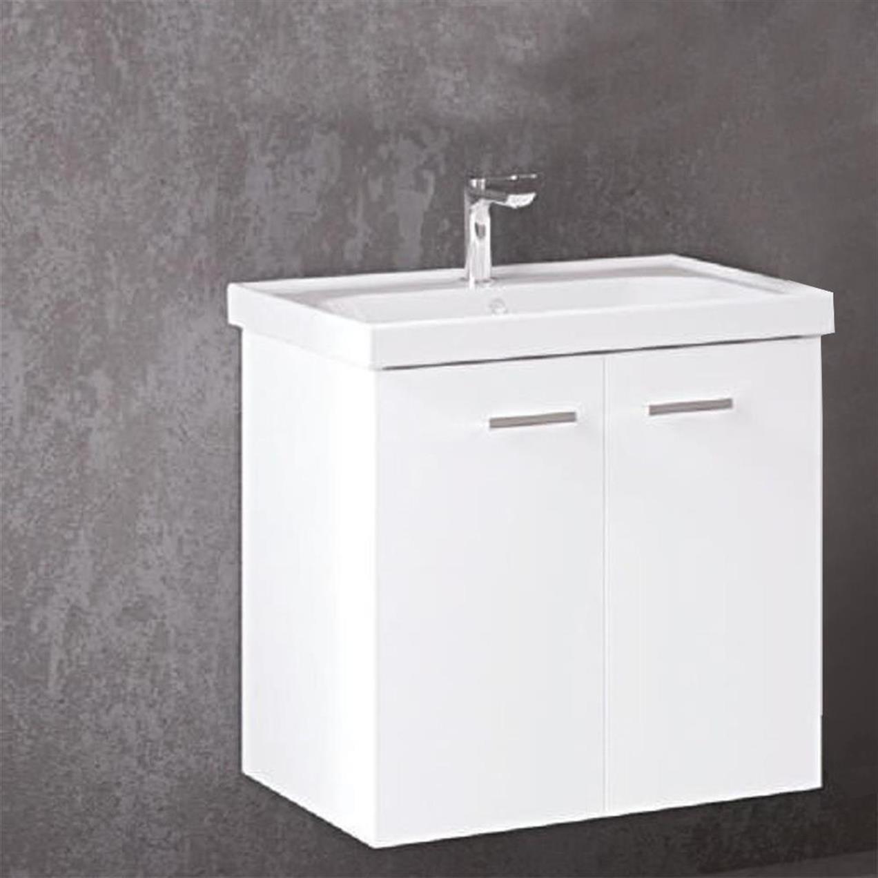 Denko Terra 60 cm MDF Beyaz Banyo Dolabı Alt Modül ve Lavabo