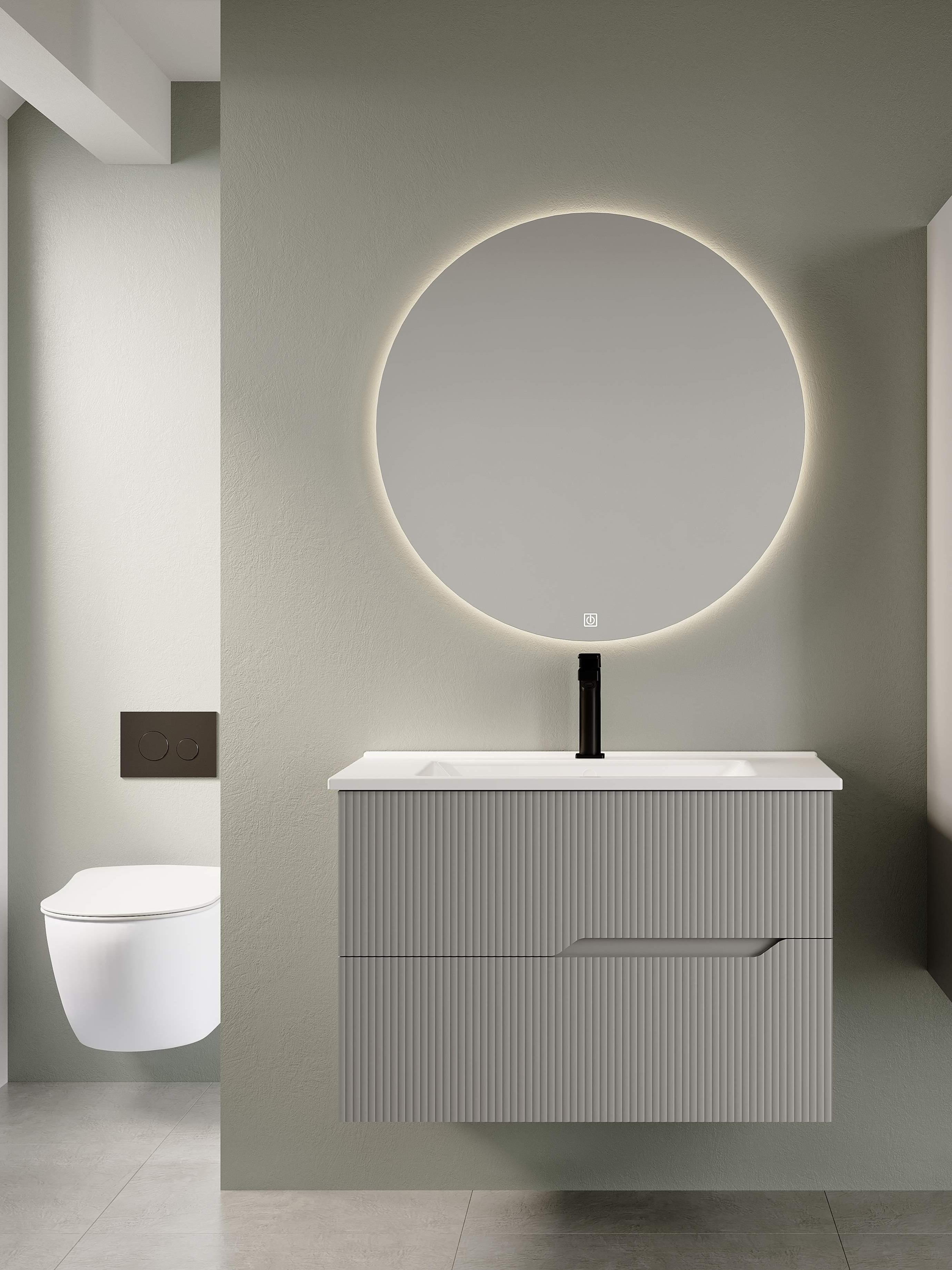 Denko Tiran 100 cm Beyoğlu Gri Banyo Dolabı Takımı