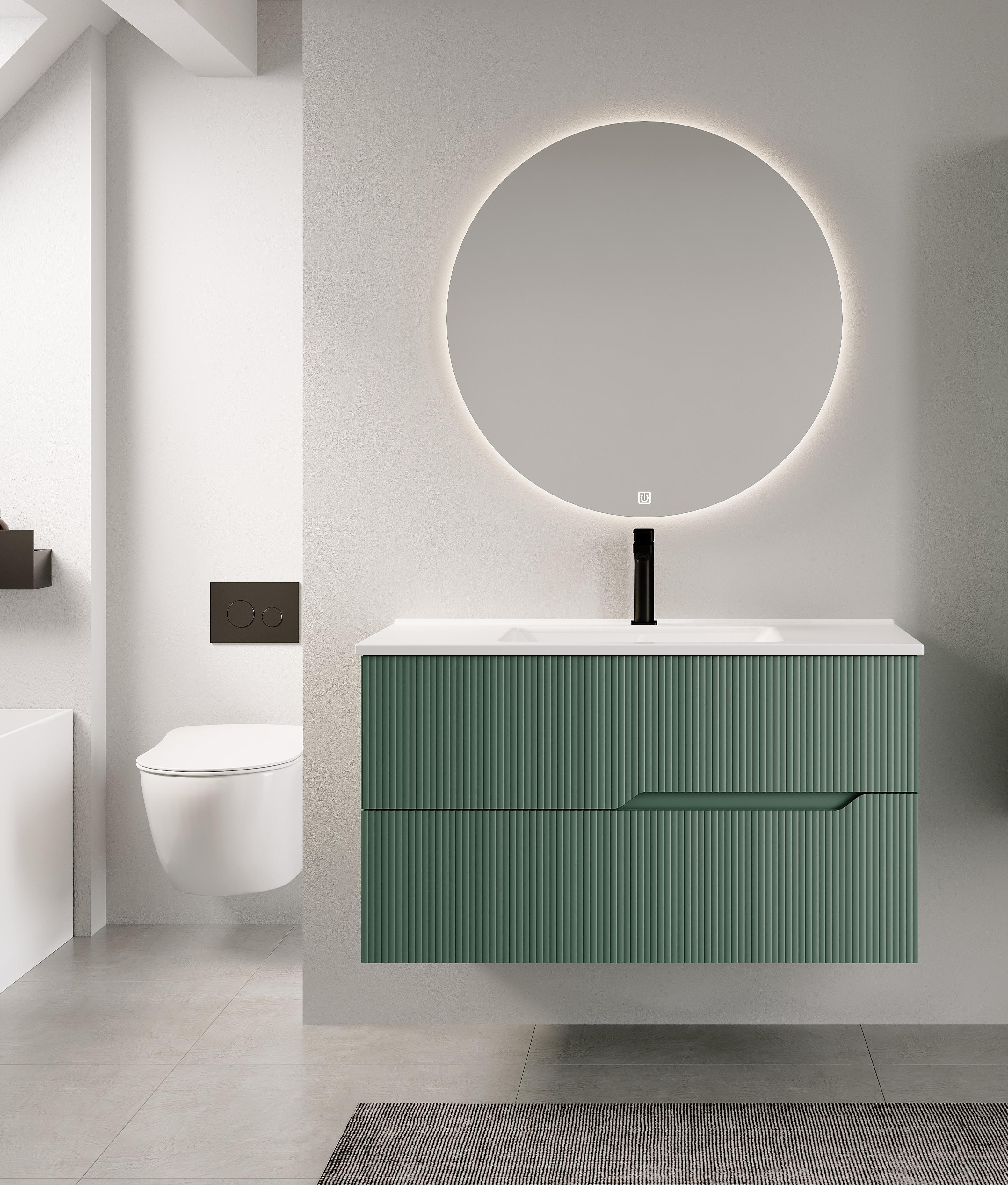 Denko Tiran 85 cm Beyoğlu Yeşil Banyo Dolabı Takımı