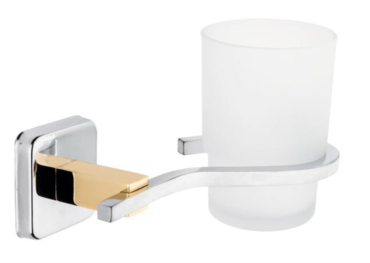 Monavit Ivory Banyo Ayna Önü Altın Pirinç Cam Diş Fırçalık A10303