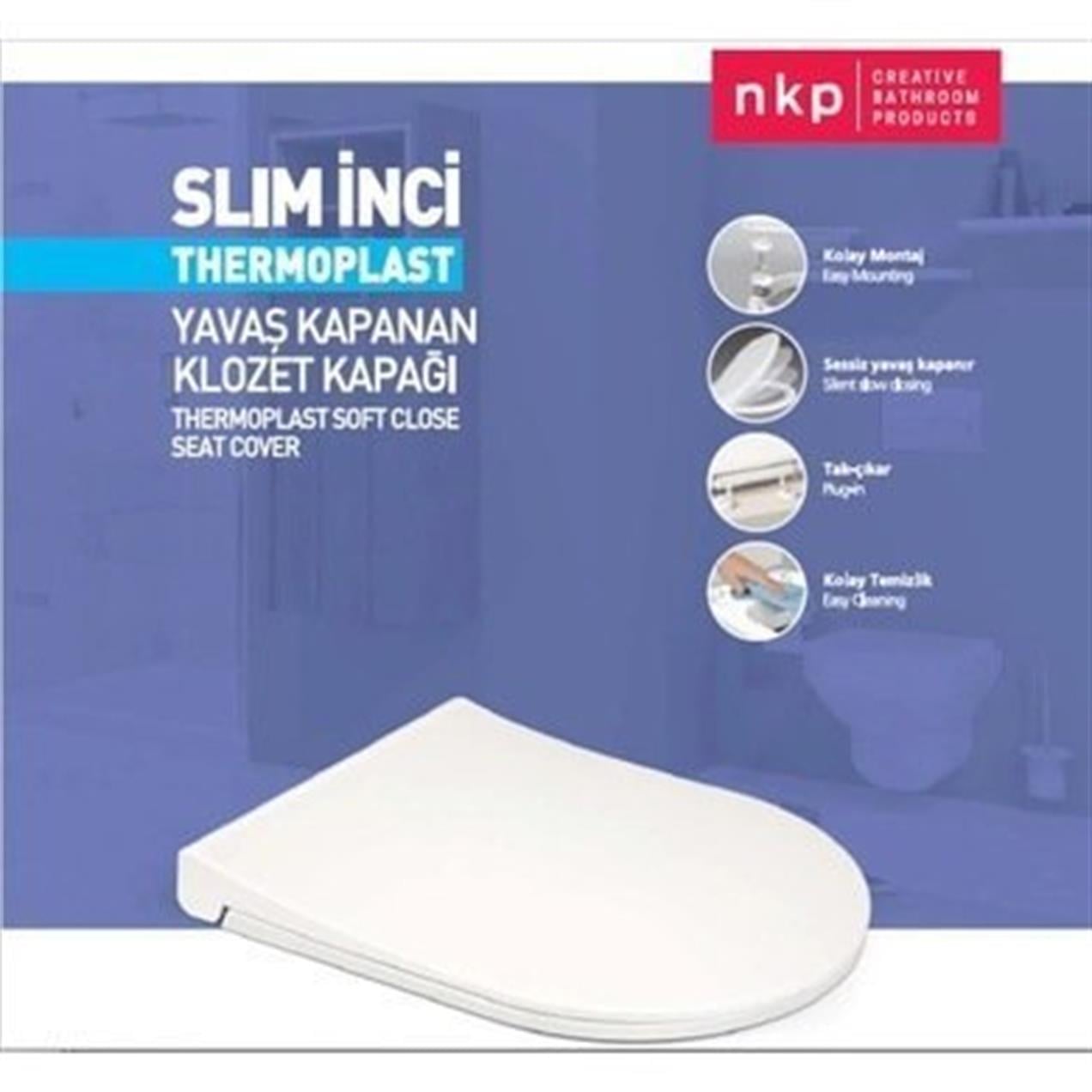 Nkp İnci Slim Thermoplast Yavaş Kapanan Amortisörlü Klozet Kapağı