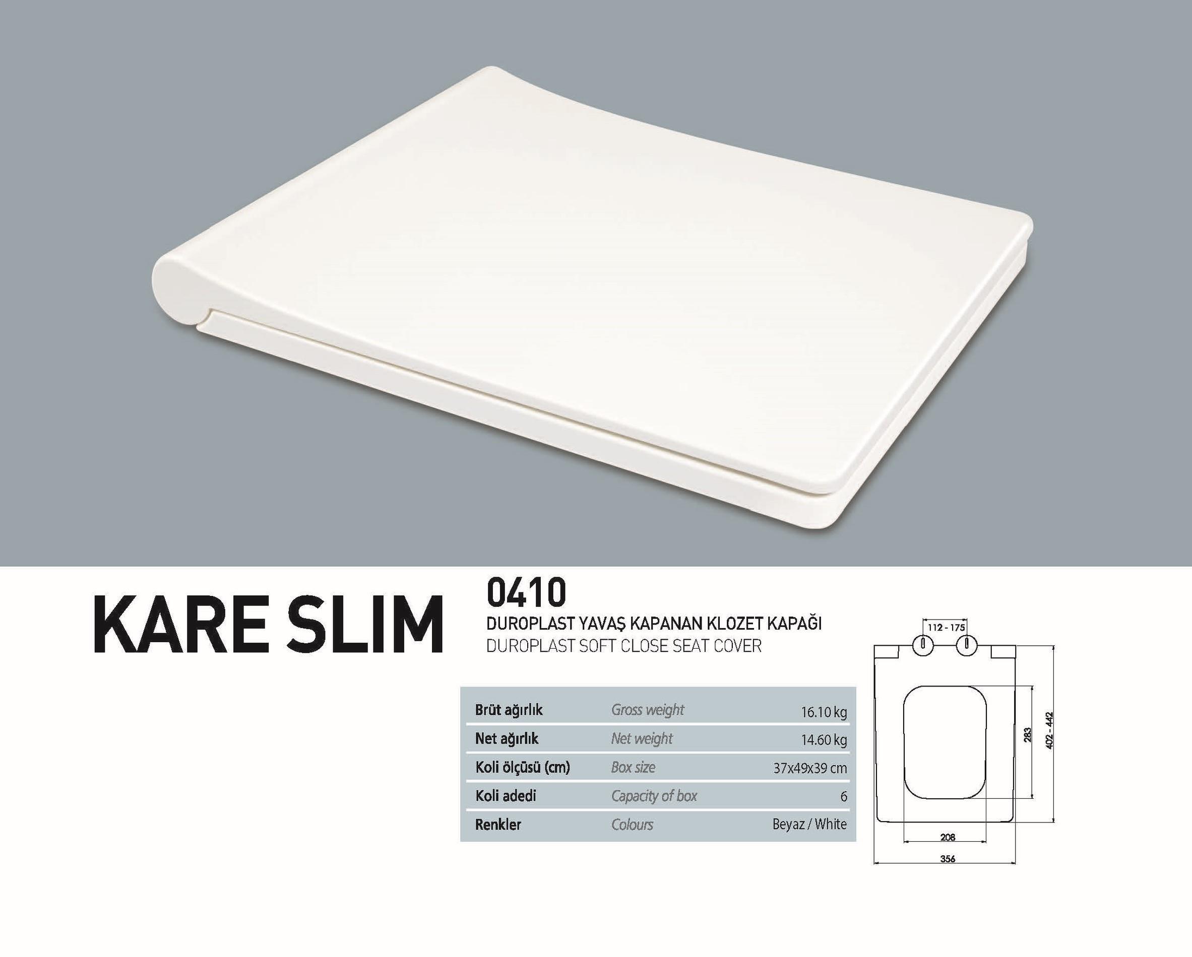 Nkp Kare Slim Droplast Yavaş Kapanan Klozet Kapağı 0410