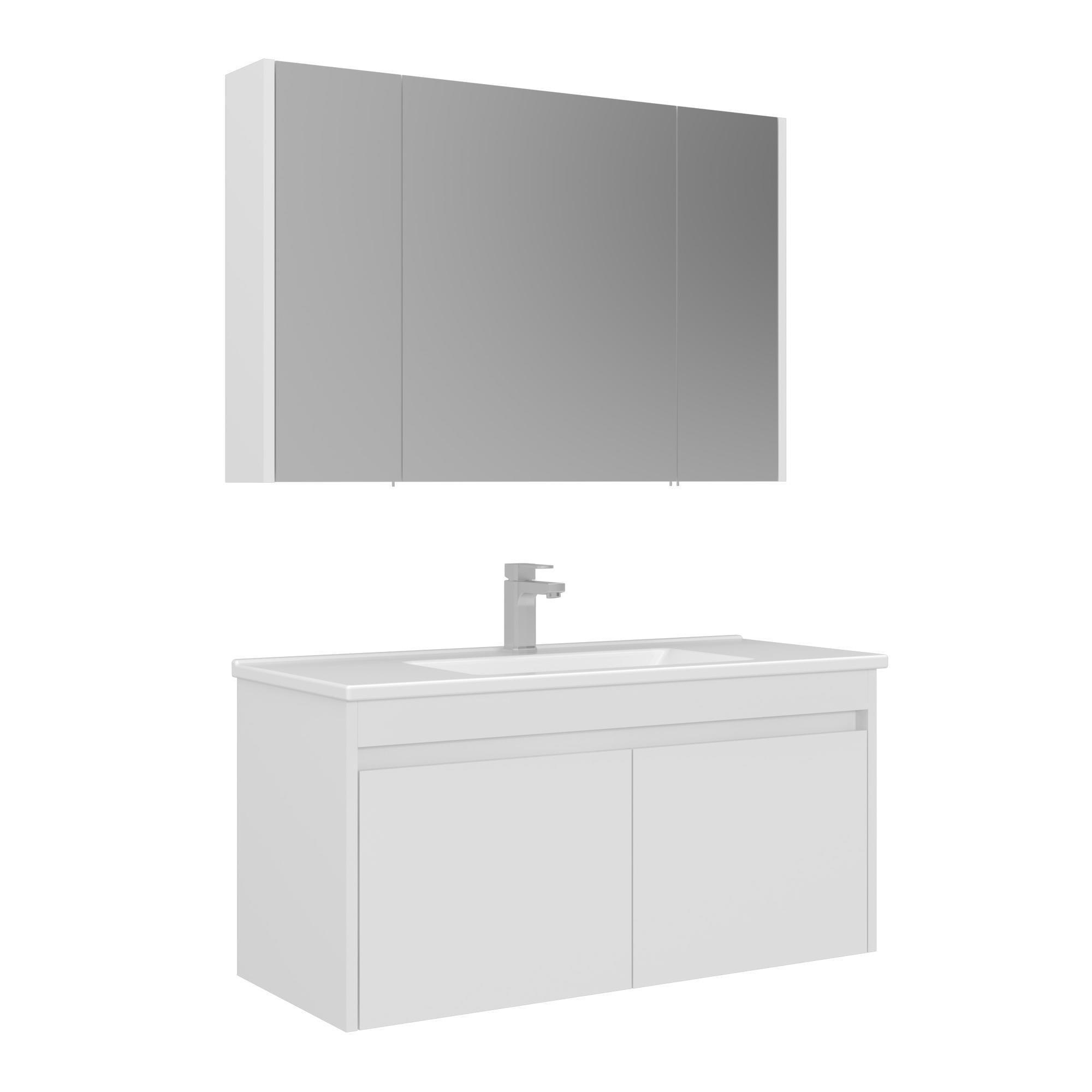 Orka Arno 100 cm Parlak Beyaz Kapaklı Banyo Dolabı Takımı 