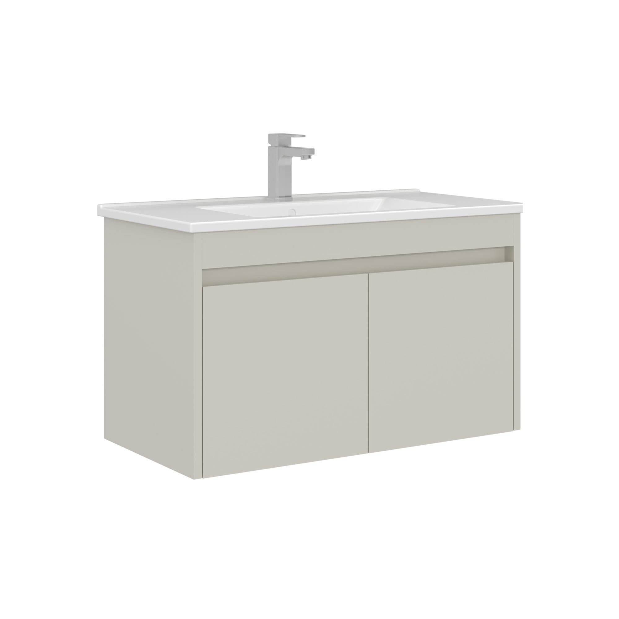 Orka Arno 85 cm Parlak Kaşmir Kapaklı Banyo Dolabı Alt Modül Lavabo