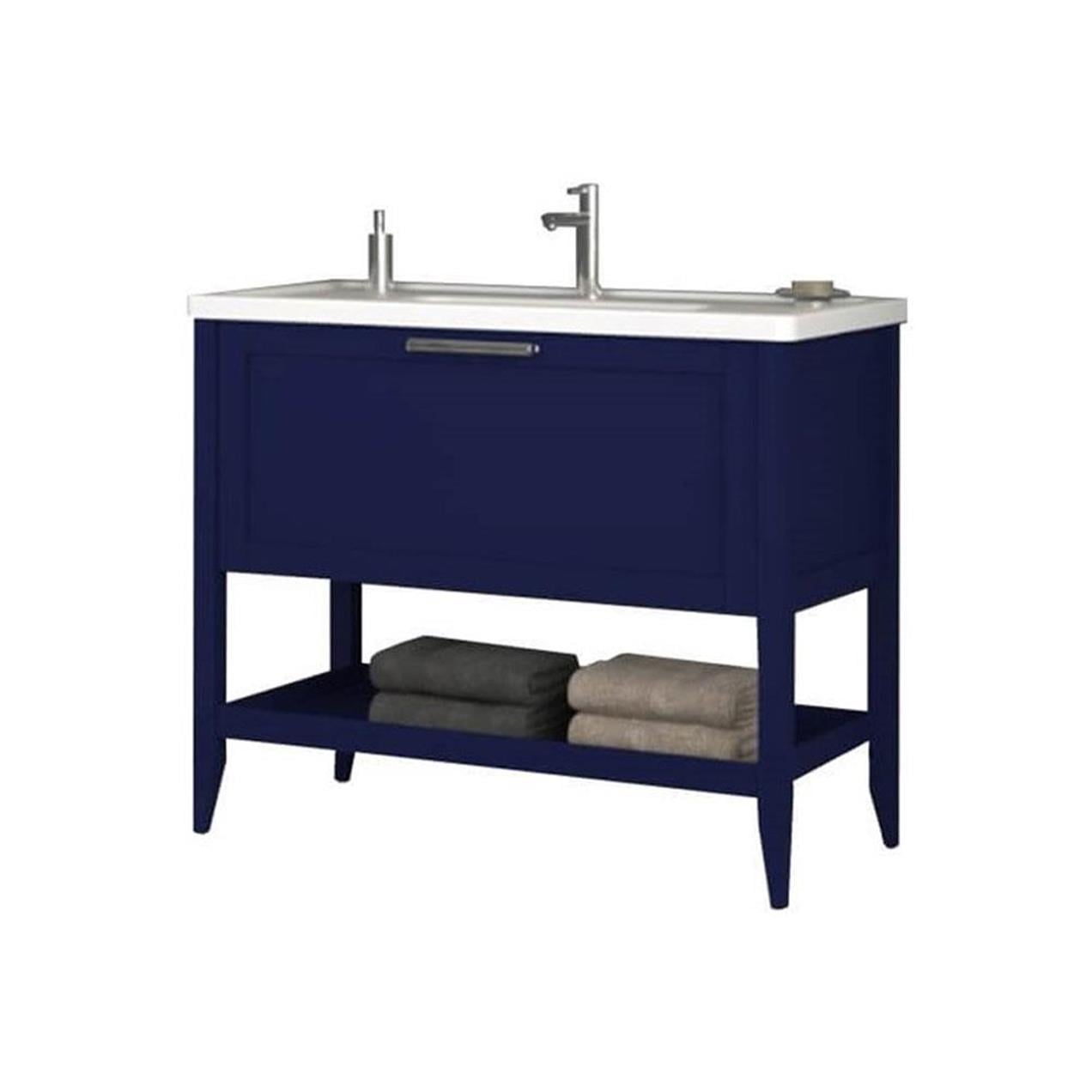 Orka Bastle 105 cm Mat Lacivert Banyo Dolabı Alt Modül ve Lavabo