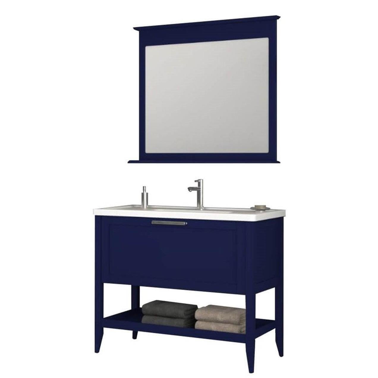 Orka Bastle 105 cm MDF Mat Lacivert Banyo Dolabı Takımı