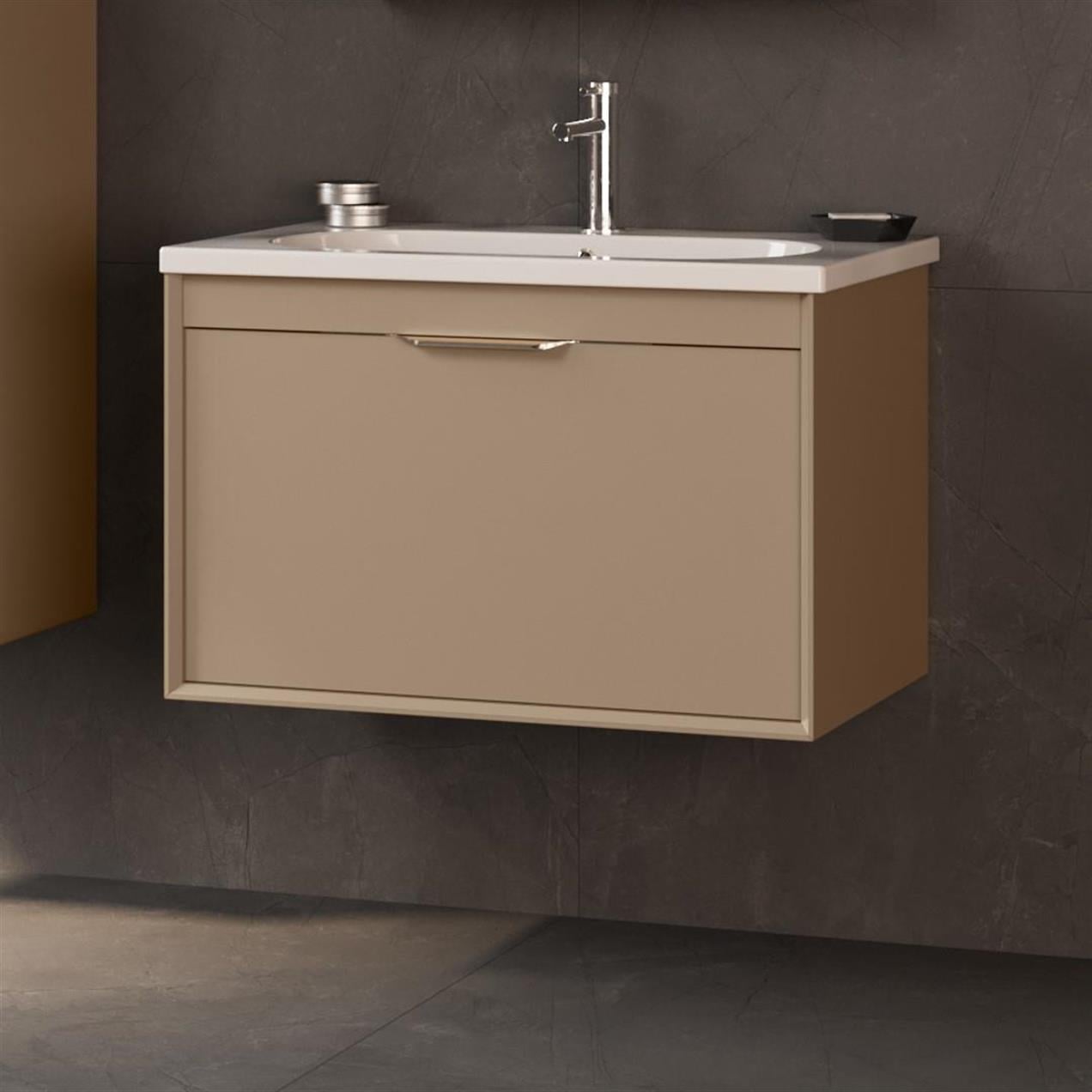Orka Clay 65 cm MDF Sahra Banyo Dolabı Alt Modül ve Lavabo
