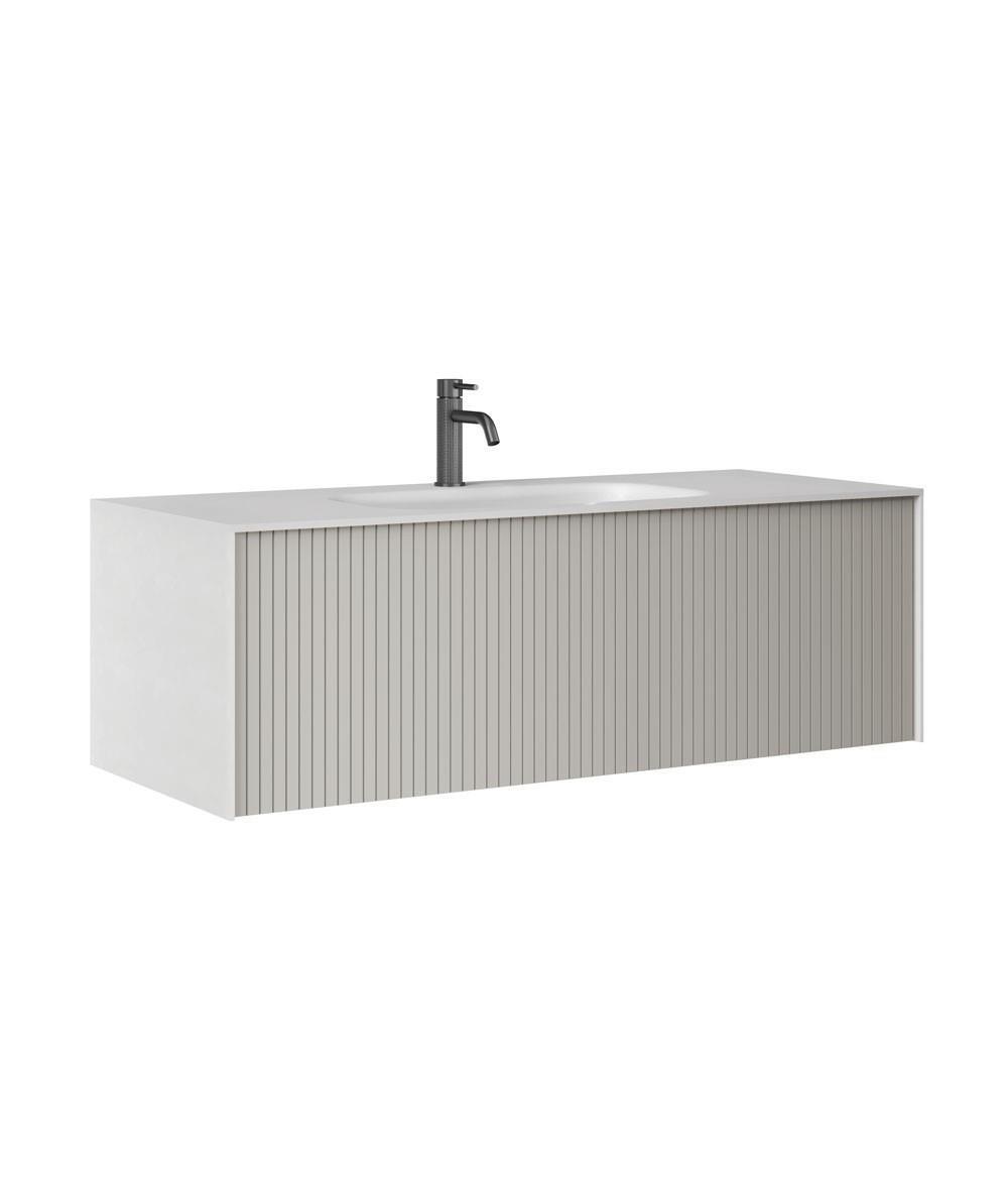 Orka Cube 80 cm Vizon Banyo Dolabı Alt Modül ve Lavabo