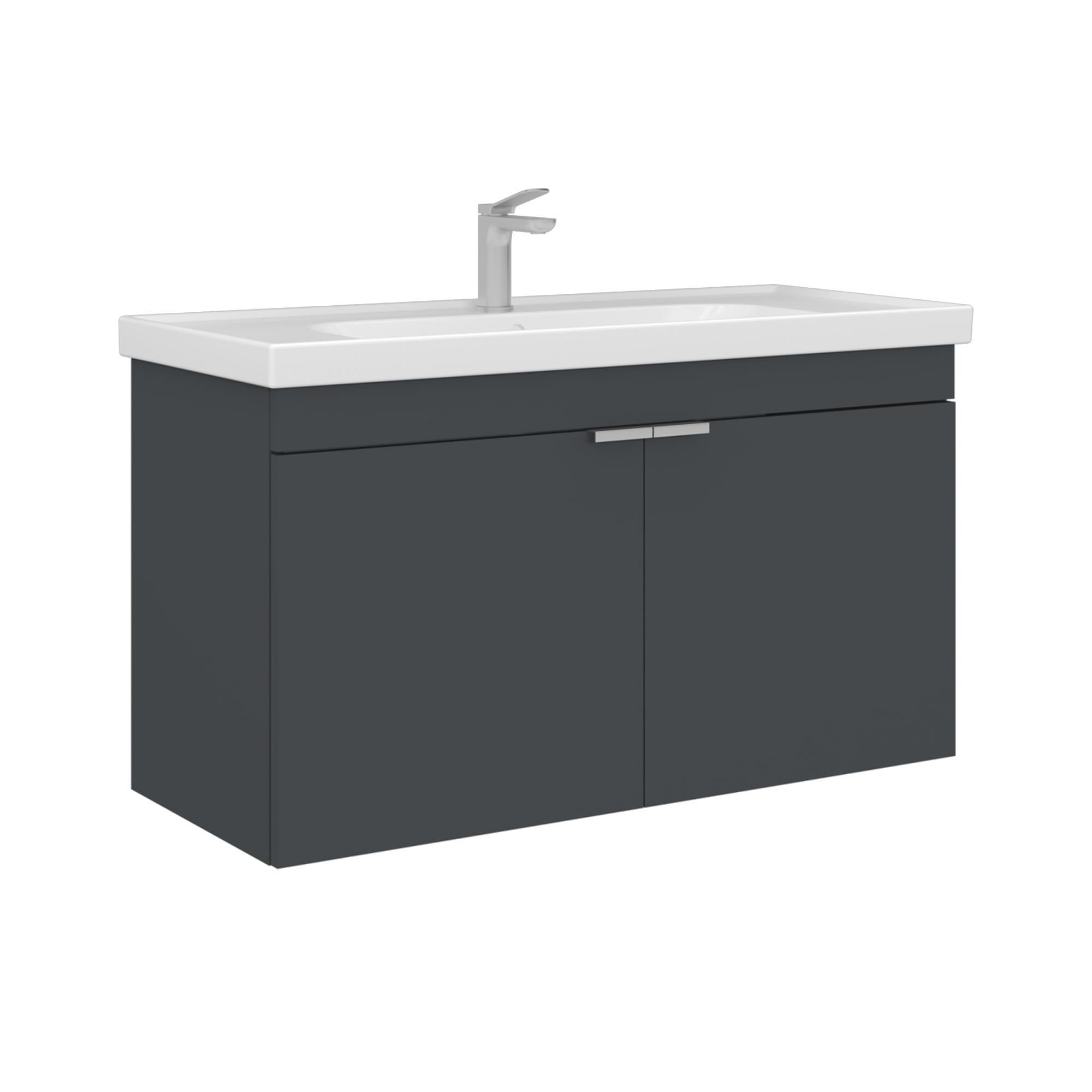 Orka Desna 100 cm Mat Antrasit Banyo Dolabı Alt Modül Lavabo