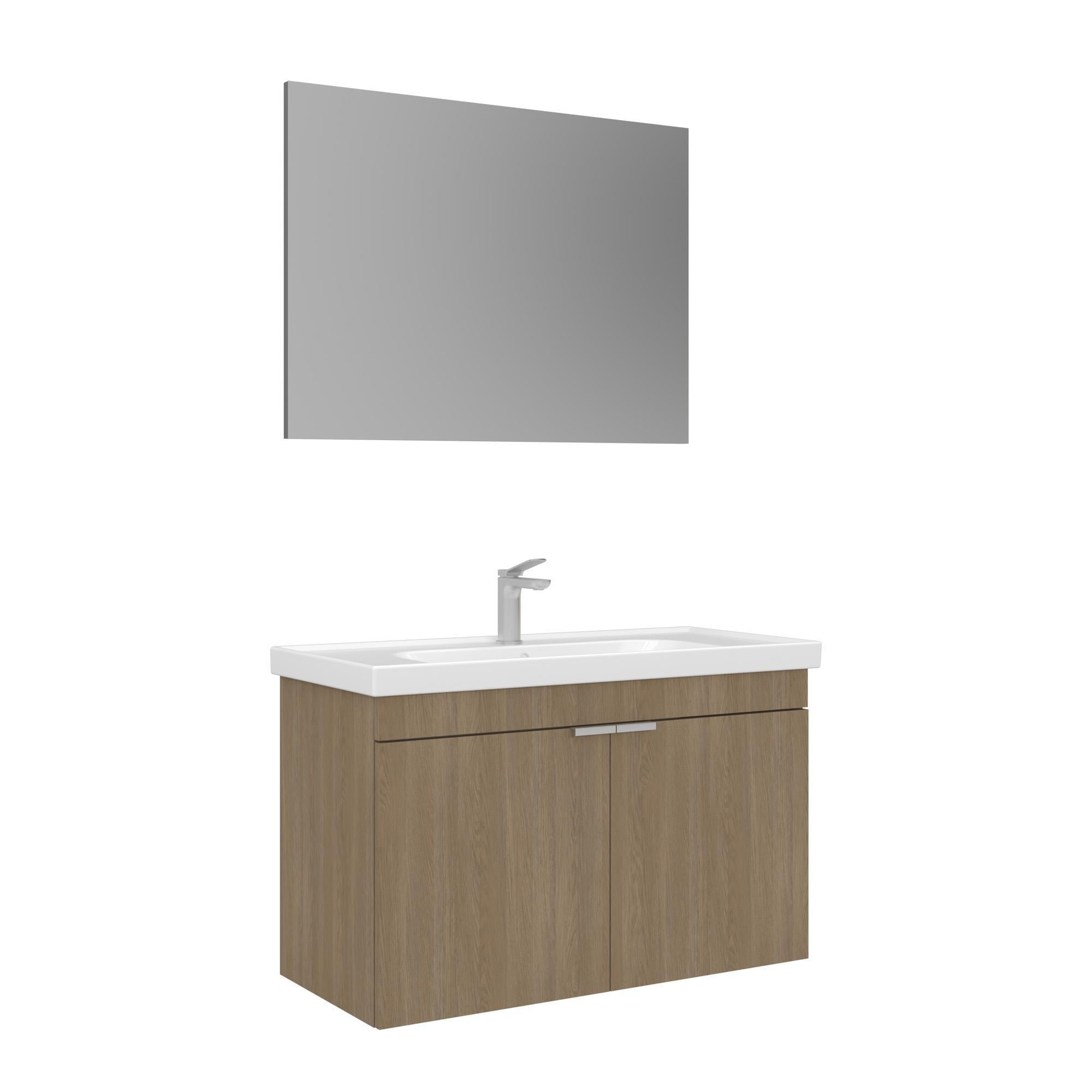 Orka Desna 90 cm Budva Düz Aynalı Banyo Dolabı Takımı
