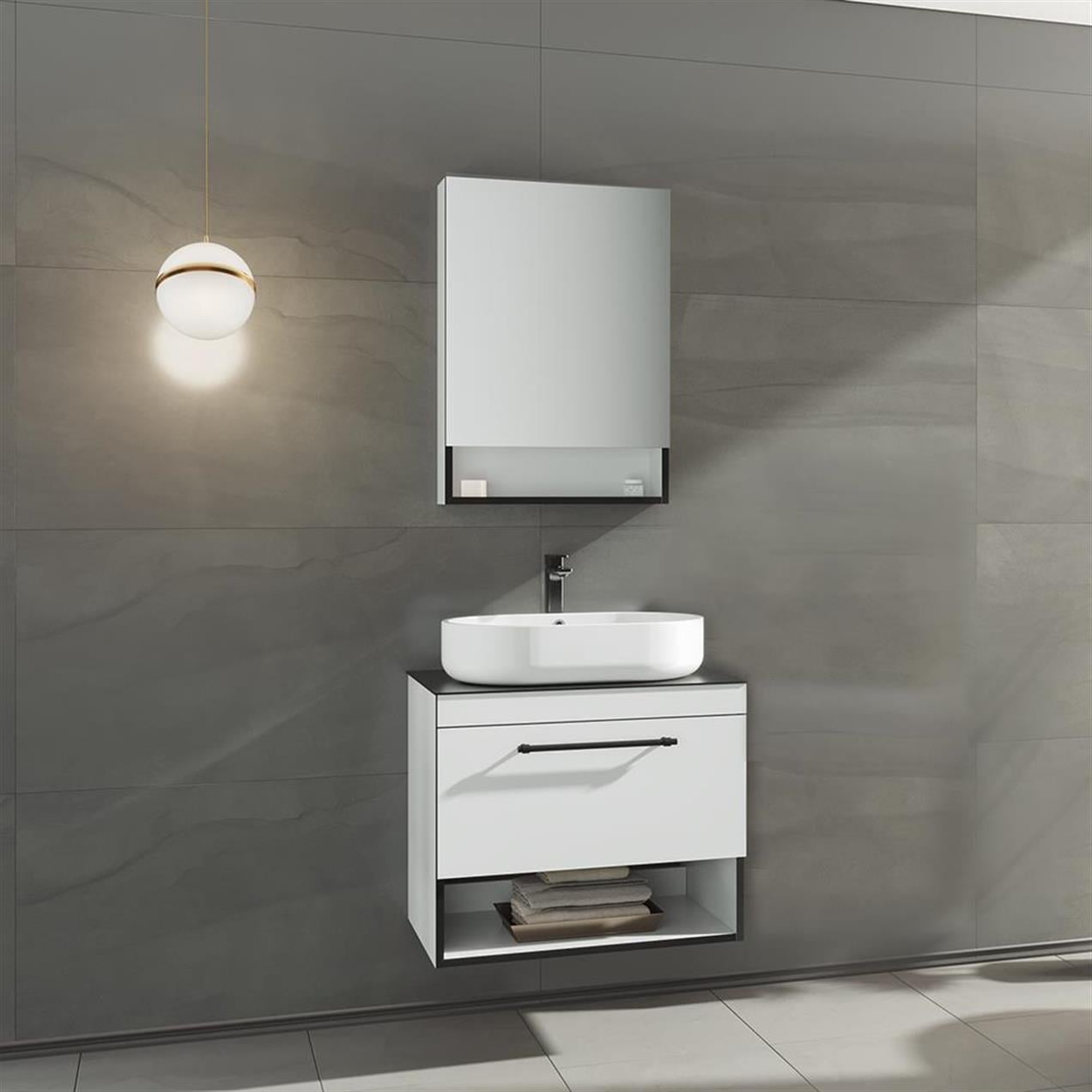 Orka Knidos 70 cm MDF Beyaz Banyo Dolabı Takımı
