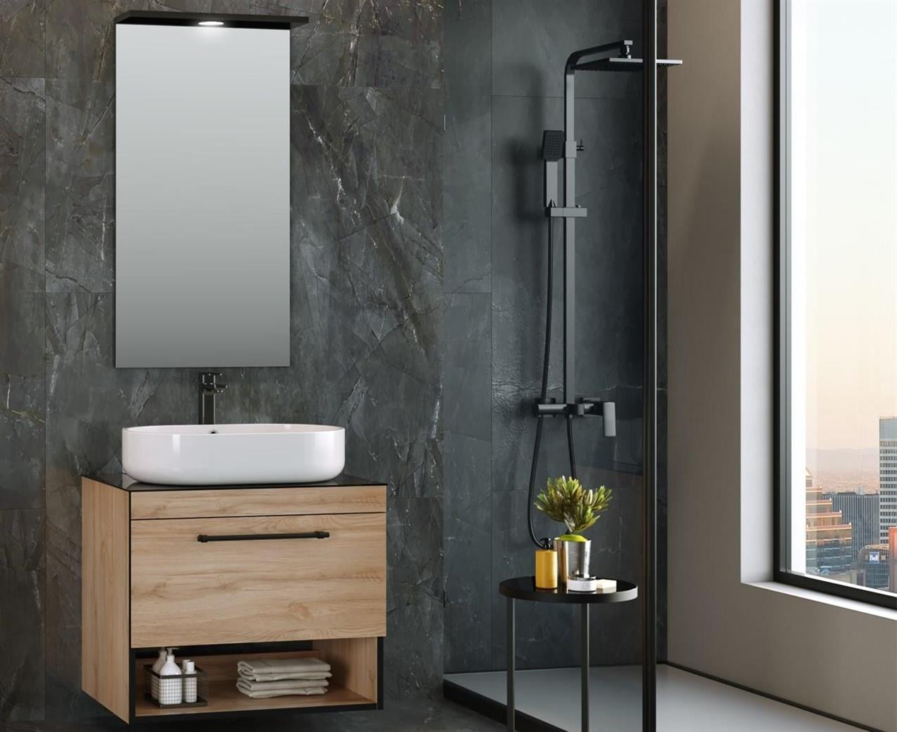 Orka Knidos 70 cm MDF Legnano Banyo Dolabı Takımı