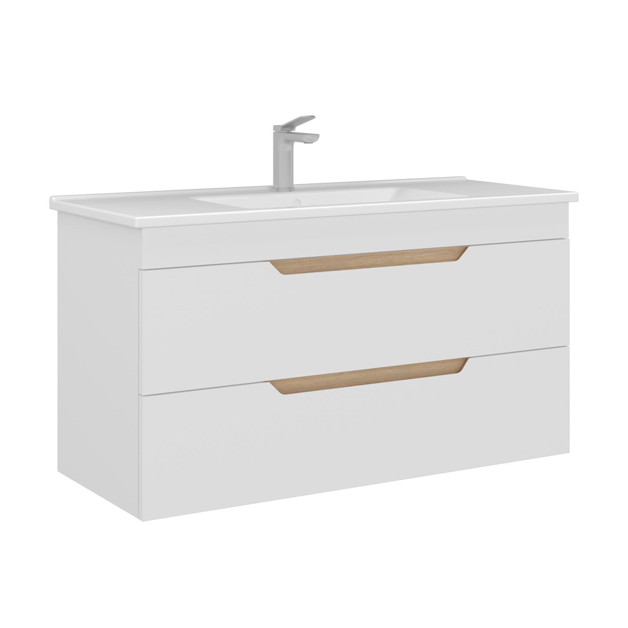 Orka Lena 100 cm Mat Beyaz Çekmeceli Banyo Dolabı Alt Modül Lavabo
