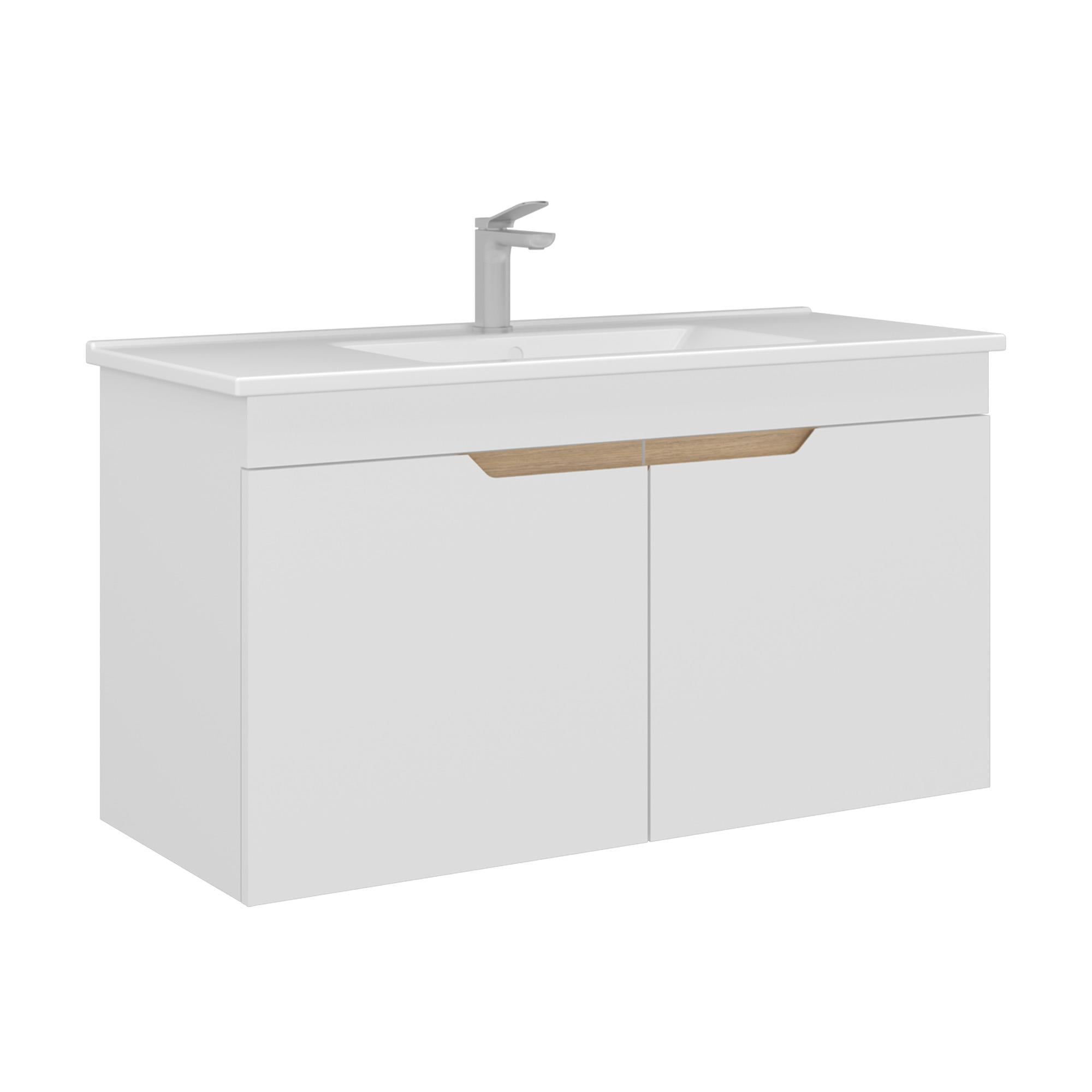 Orka Lena 100 cm Mat Beyaz Kapaklı Banyo Dolabı Alt Modül Lavabo