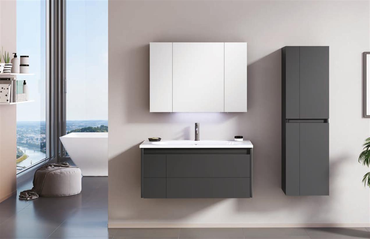Orka Likya 100 cm MDF Antrasit Banyo Dolabı Takımı ve Boy Dolabı