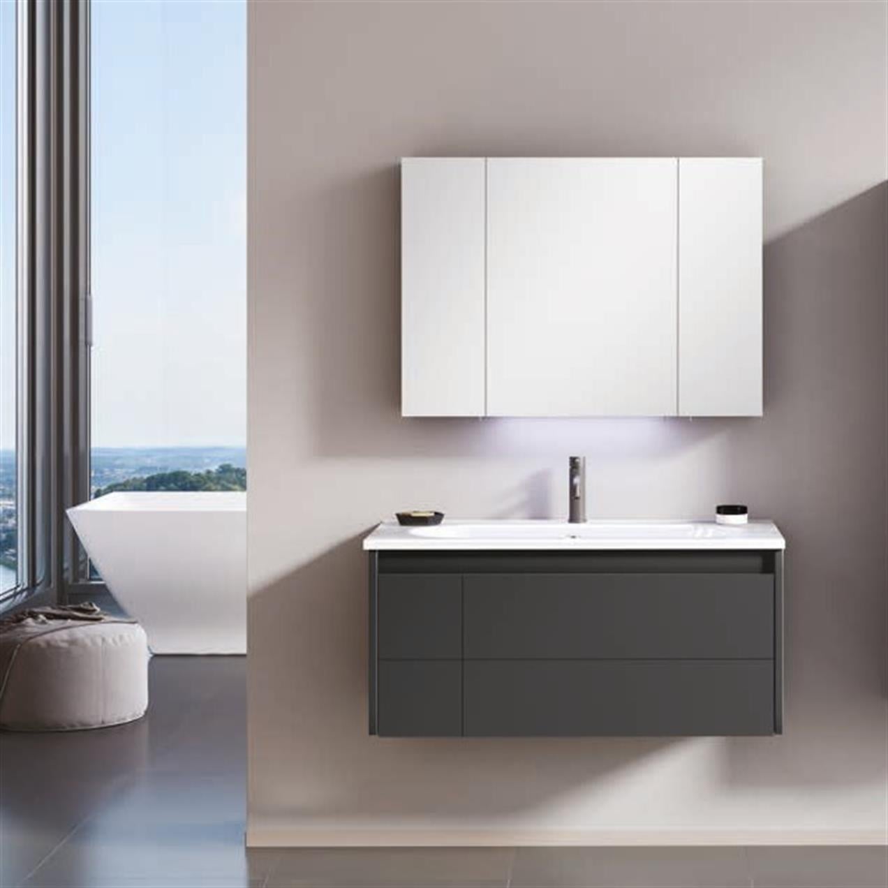 Orka Likya 80 cm MDF Mat Antrasit Banyo Dolabı Takımı