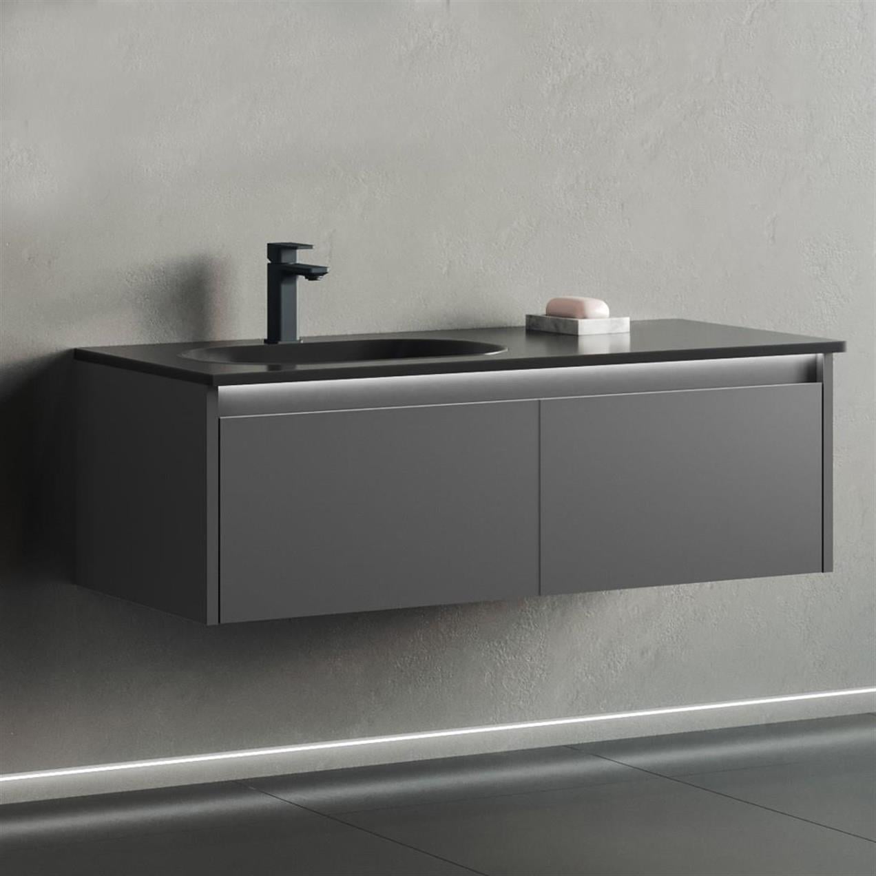 Orka Lisbon 110 cm MDF Antrasit Banyo Dolabı Alt Modül ve Lavabo