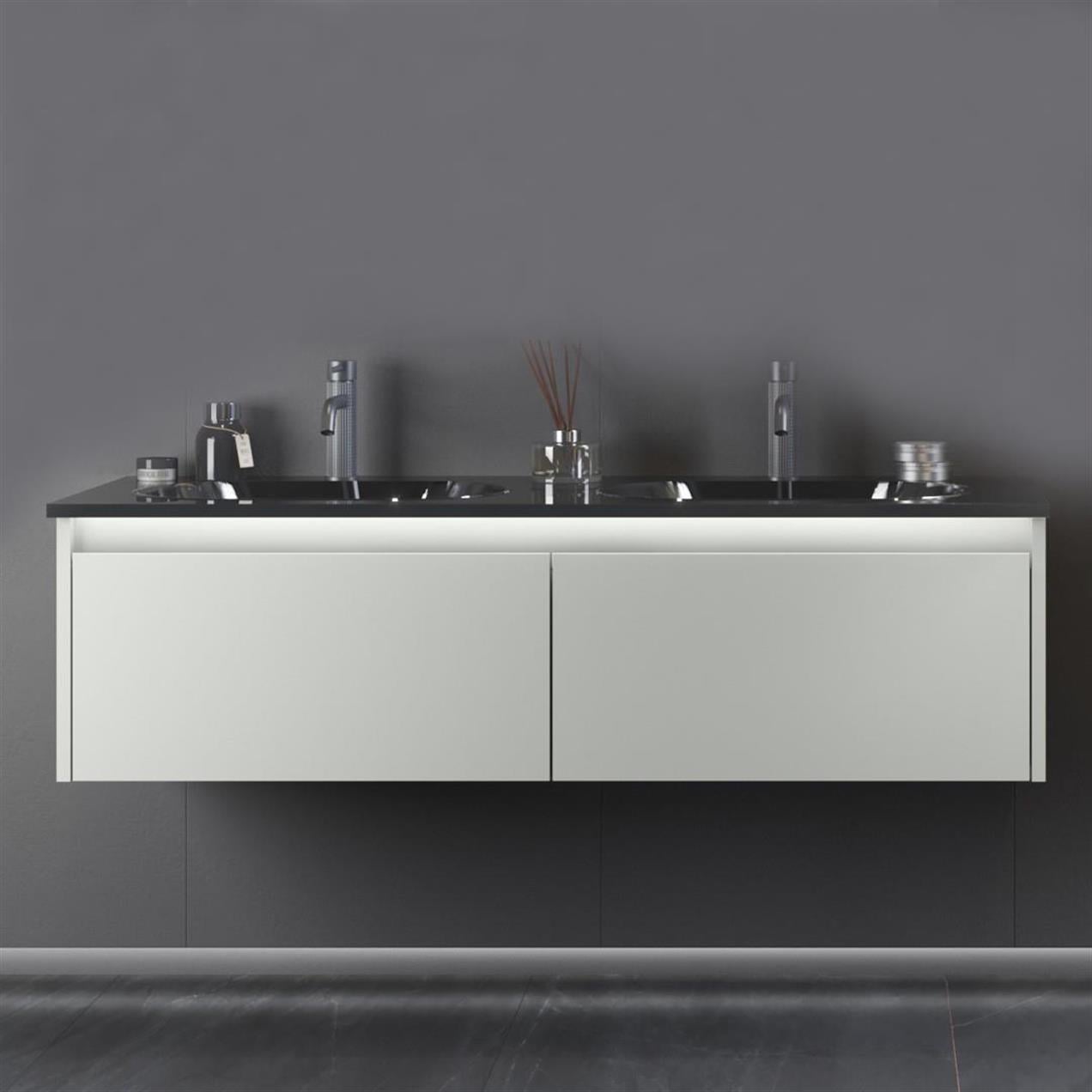 Orka Lisbon 132 cm MDF Kaşmir Banyo Dolabı Alt Modül ve Lavabo