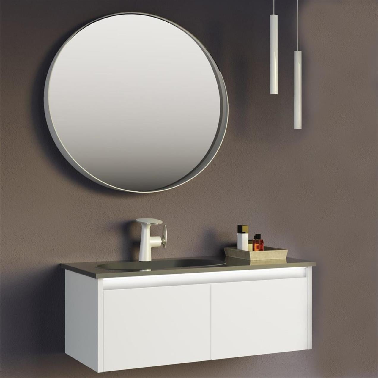 Orka Lisbon 90 cm MDF Mat Beyaz Banyo Dolabı Takımı